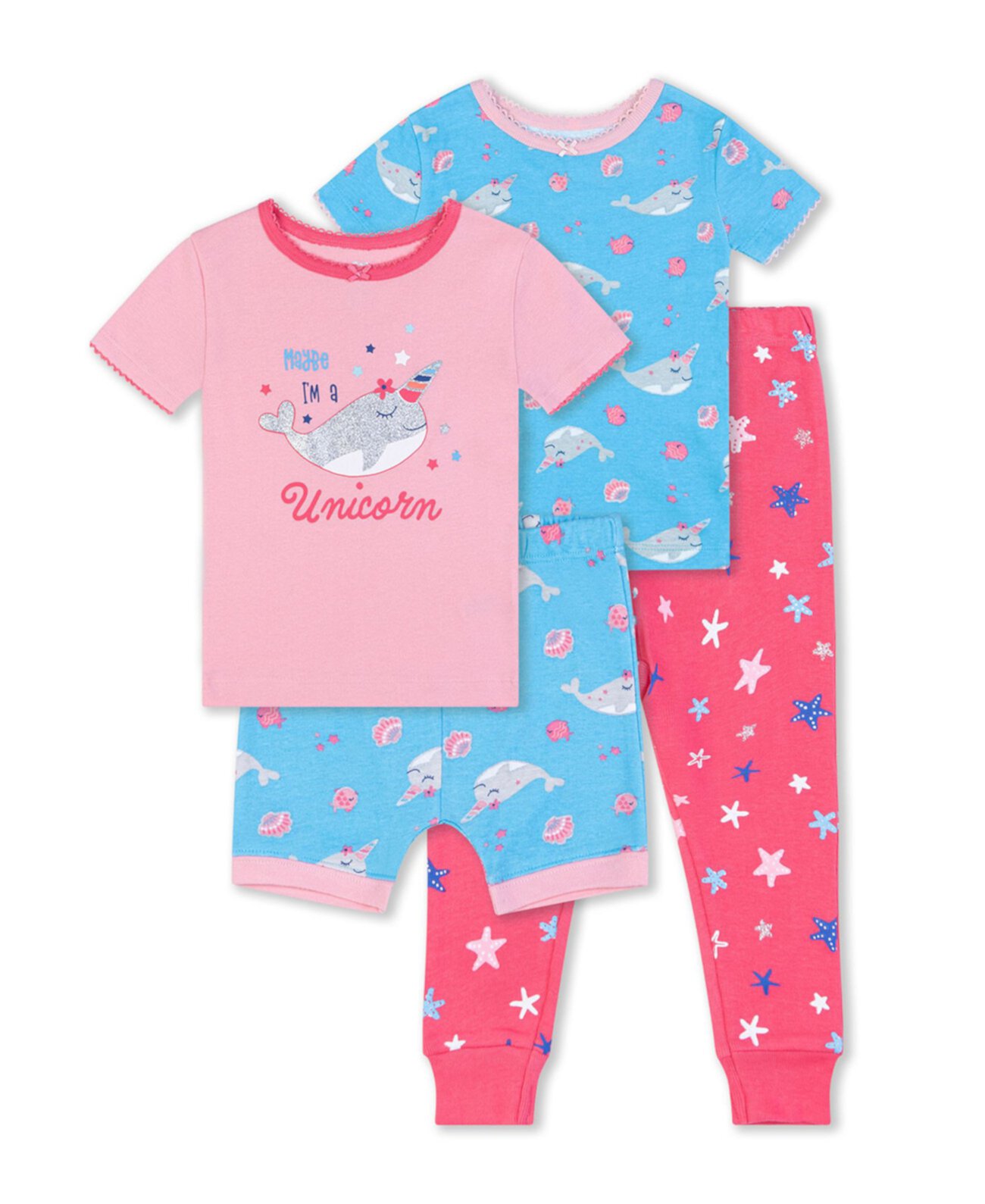 Одежда для сна с китами для маленьких девочек, комплект из 4 предметов Koala baby