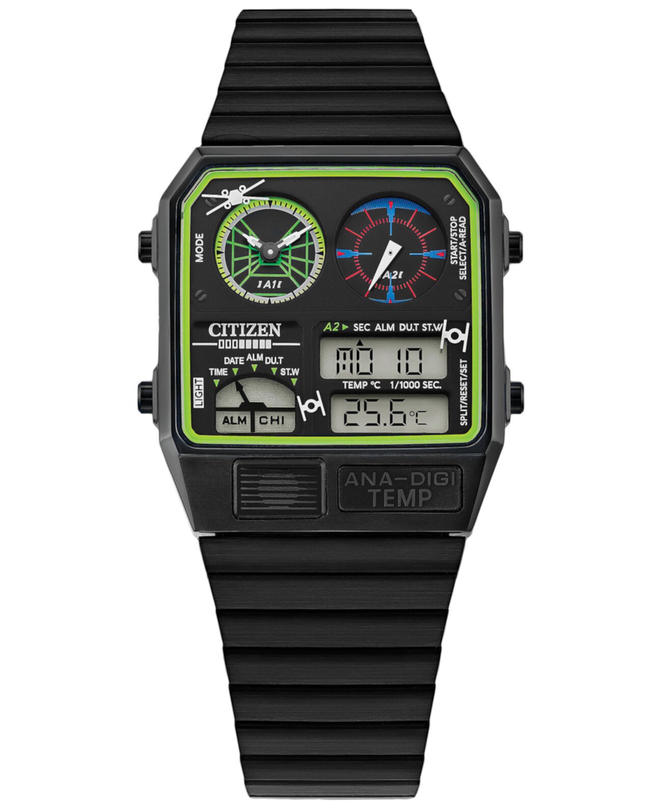 Мужские аналогово-цифровые часы Star Wars с черным браслетом из нержавеющей стали 33 мм Citizen