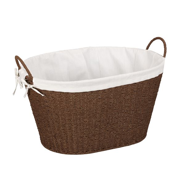 Household Essentials Lined Wicker Laundry Basket Household Essentials