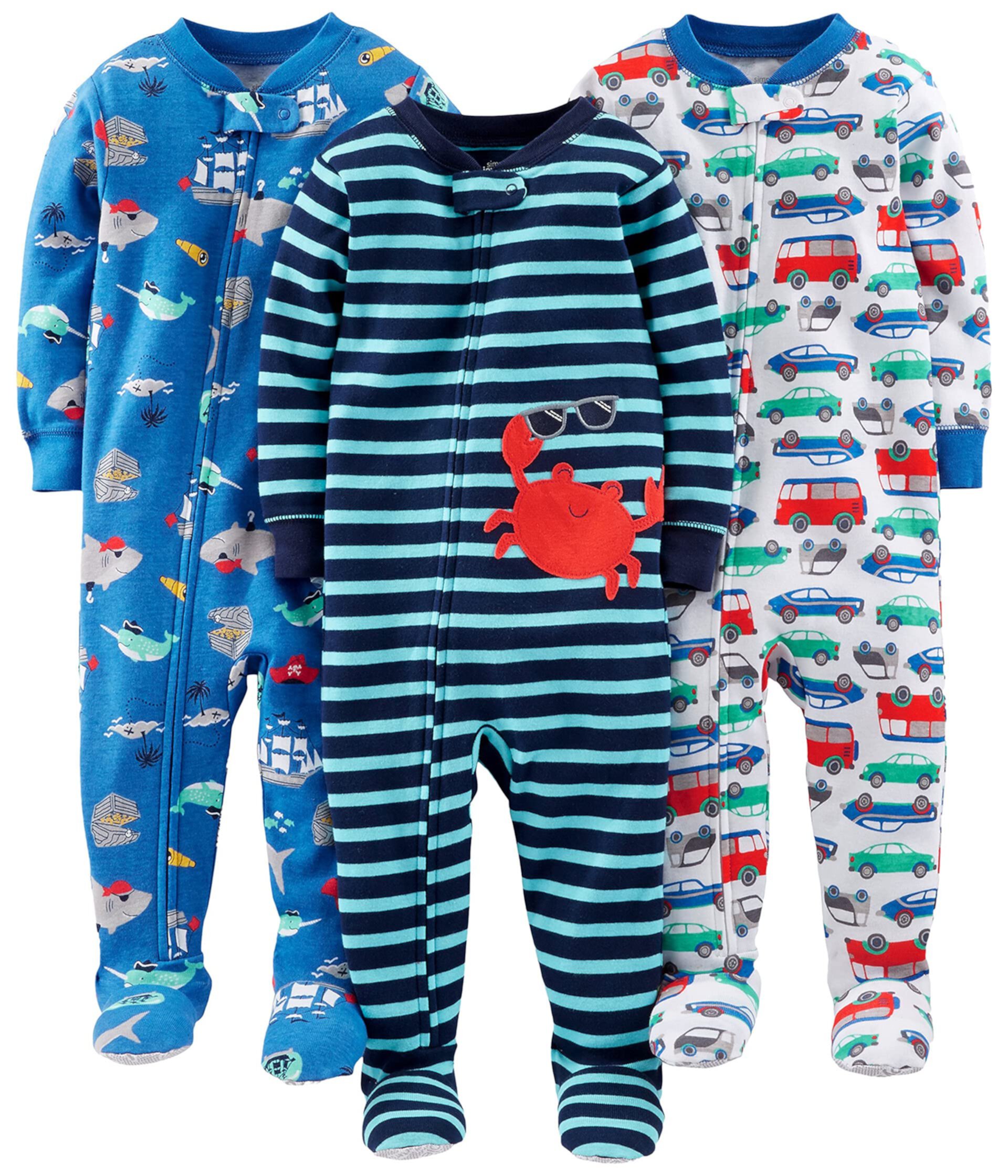 3 пары хлопковых пижам плотного кроя с плотной подошвой (для малышей) Simple Joys by Carter's