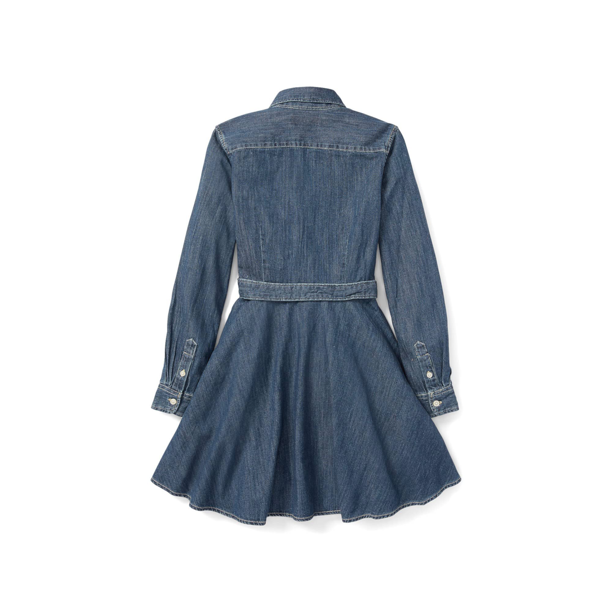 Платье-рубашка из хлопкового денима с поясом (для маленьких детей) Polo Ralph Lauren