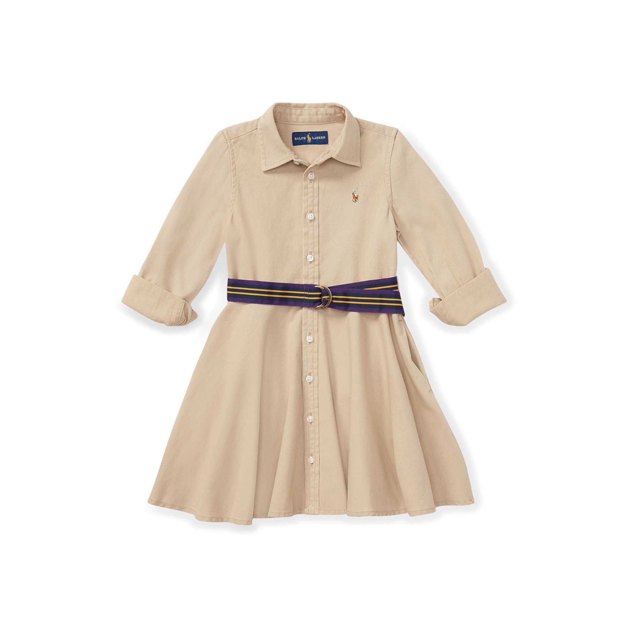 Хлопковое платье-рубашка с поясом из хлопка (для маленьких детей) Polo Ralph Lauren