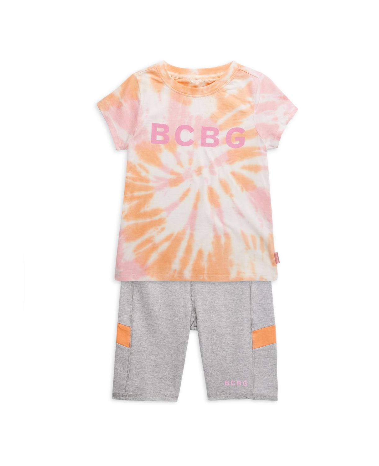 Двухкомпонентная футболка с принтом тай-дай для девочек & amp; Комплект шорт BCBG Girls