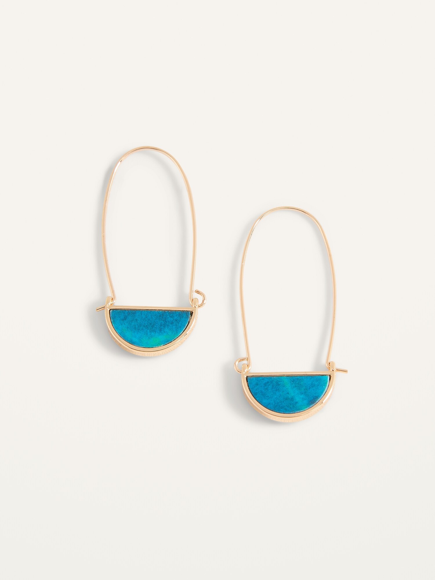 Заказать Gold-Toned Turquoise-Color Oval Hoop Earrings for Women Old ...
