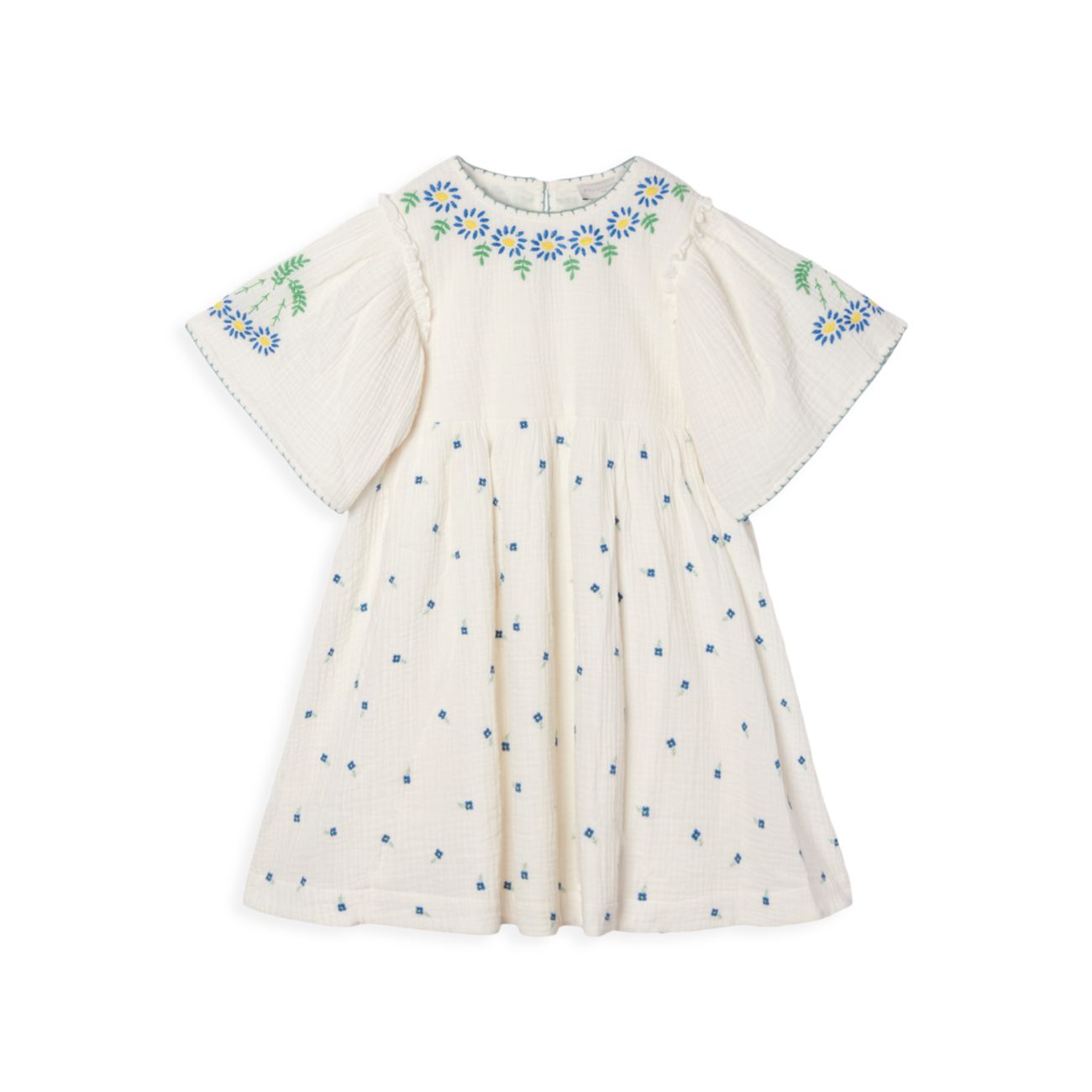 Маленькая девочка & amp; Марлевое платье с вышивкой в виде крошечных цветов для девочек Stella McCartney Kids