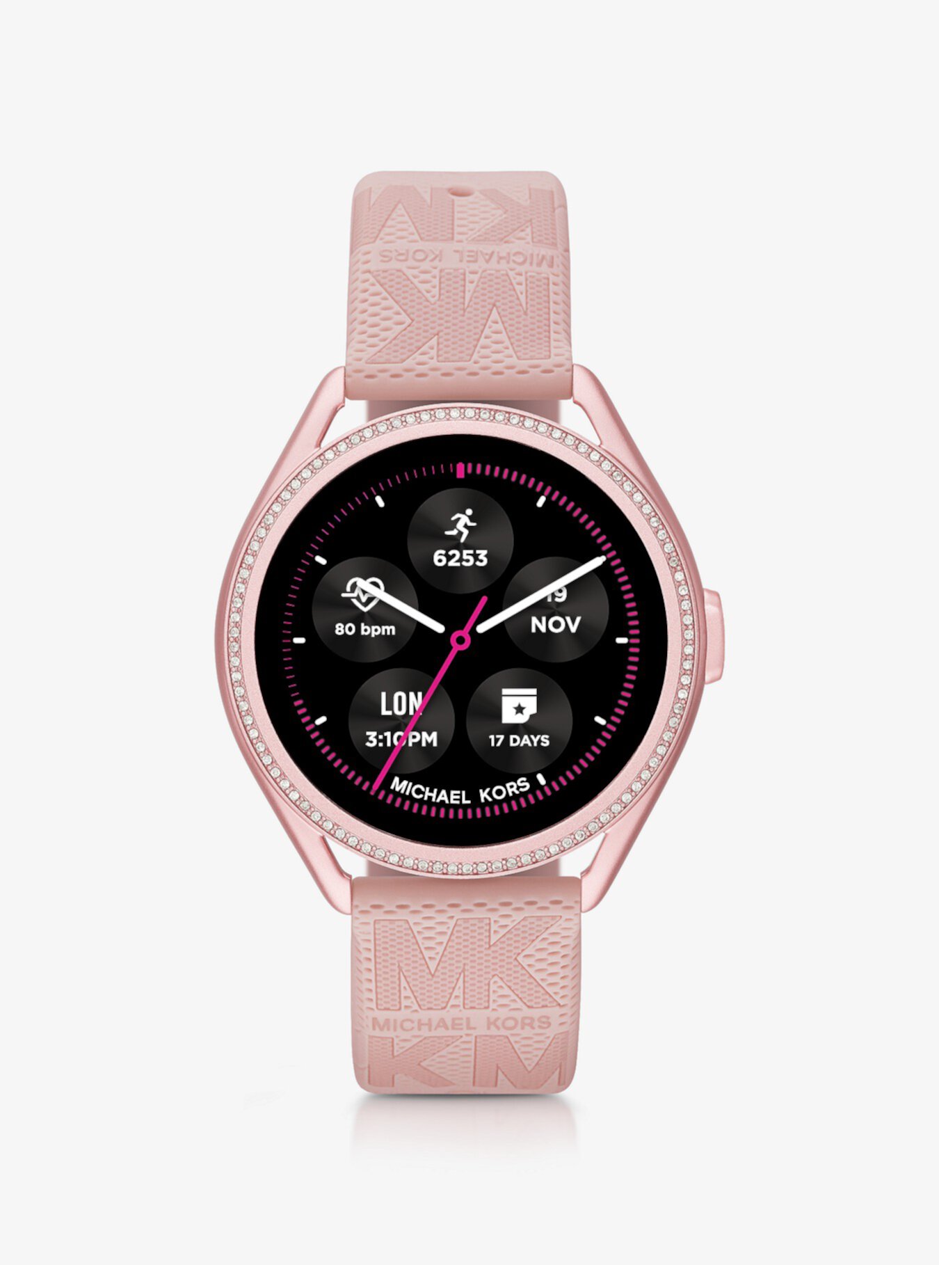 Умные часы Michael Kors Access Gen 5E MKGO в розовых тонах с резиновым логотипом и логотипом Michael Kors