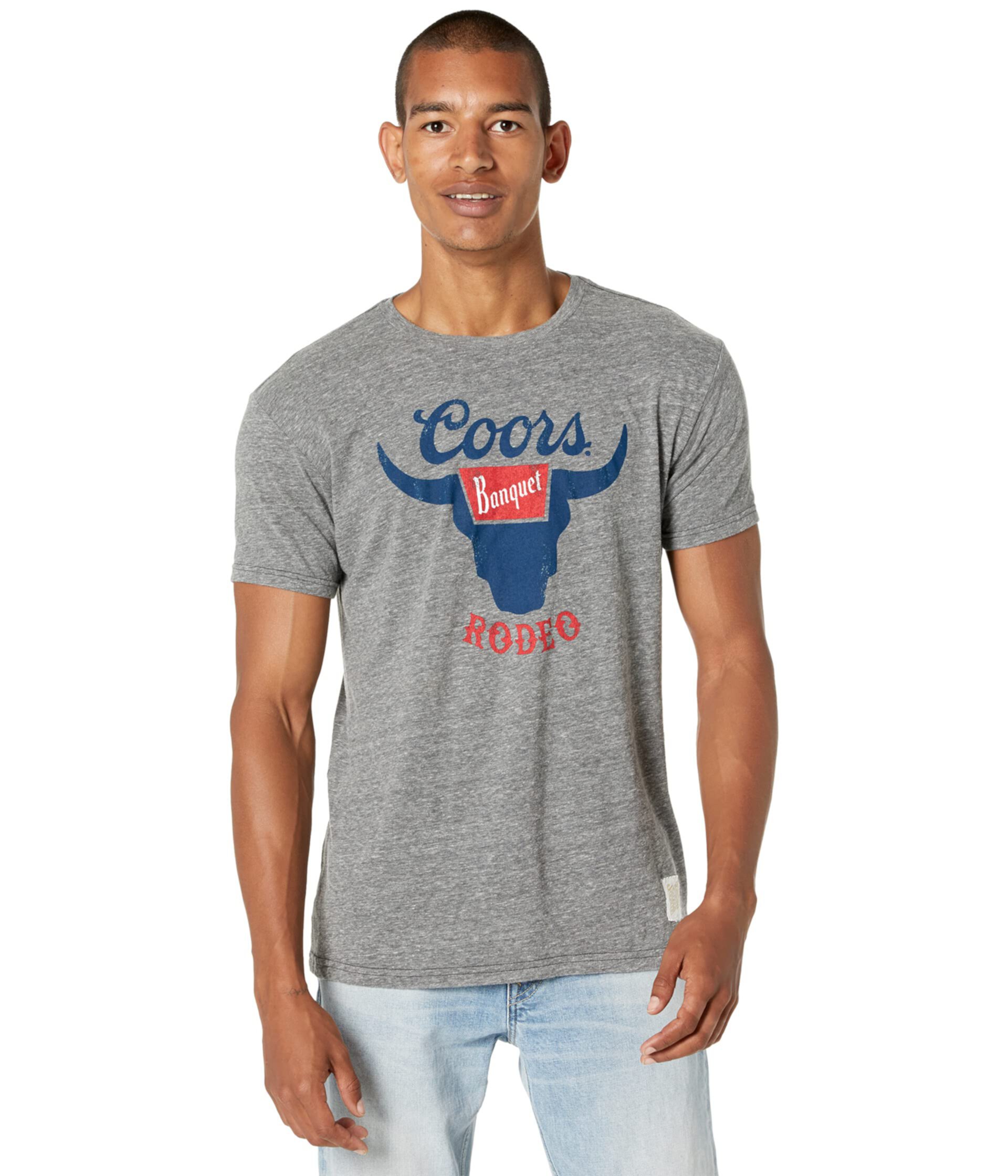 Винтажная футболка с короткими рукавами из трех смесей Coors Banquet Rodeo The Original Retro Brand
