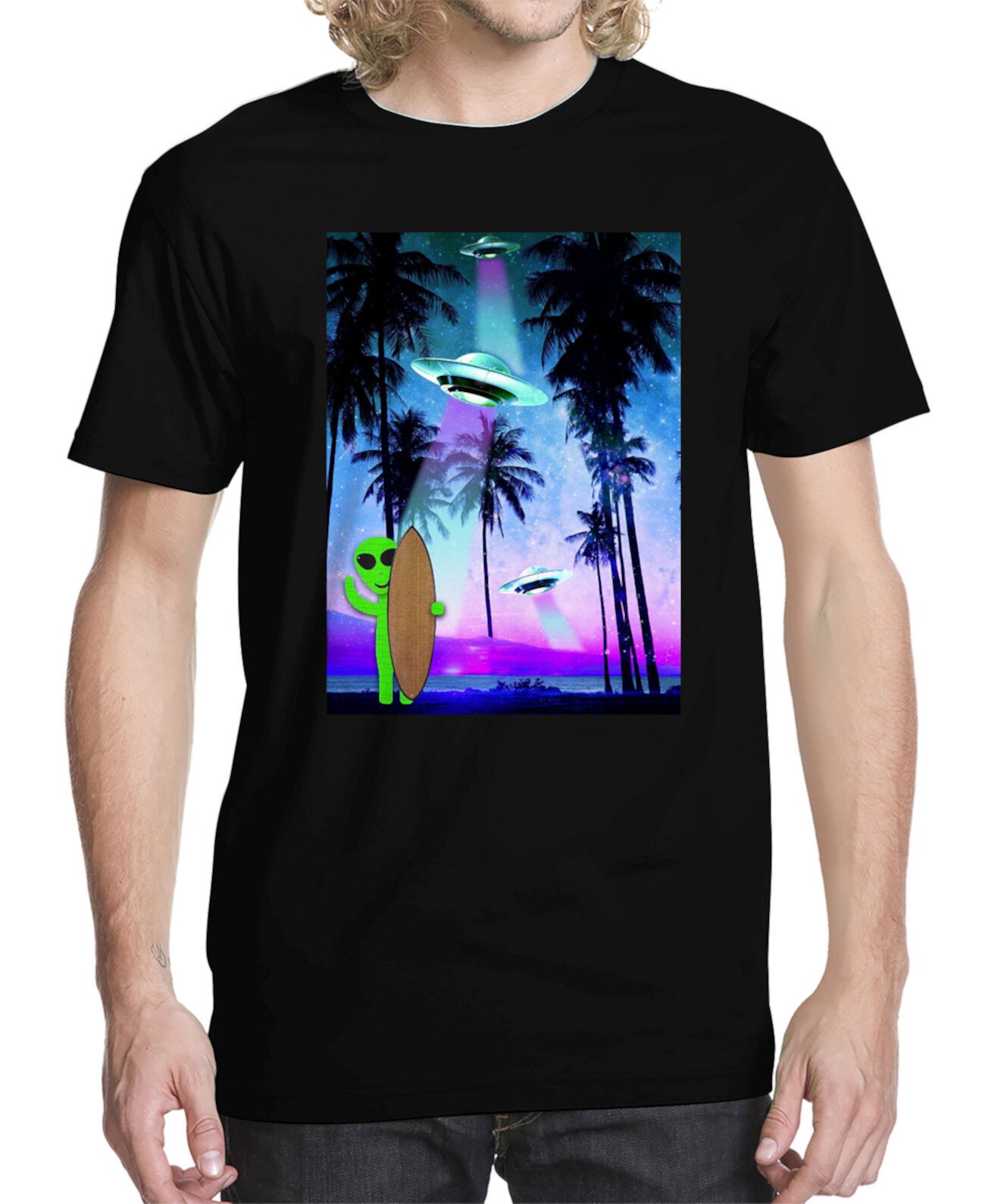 Мужская футболка с рисунком тропического космоса Buzz Shirts