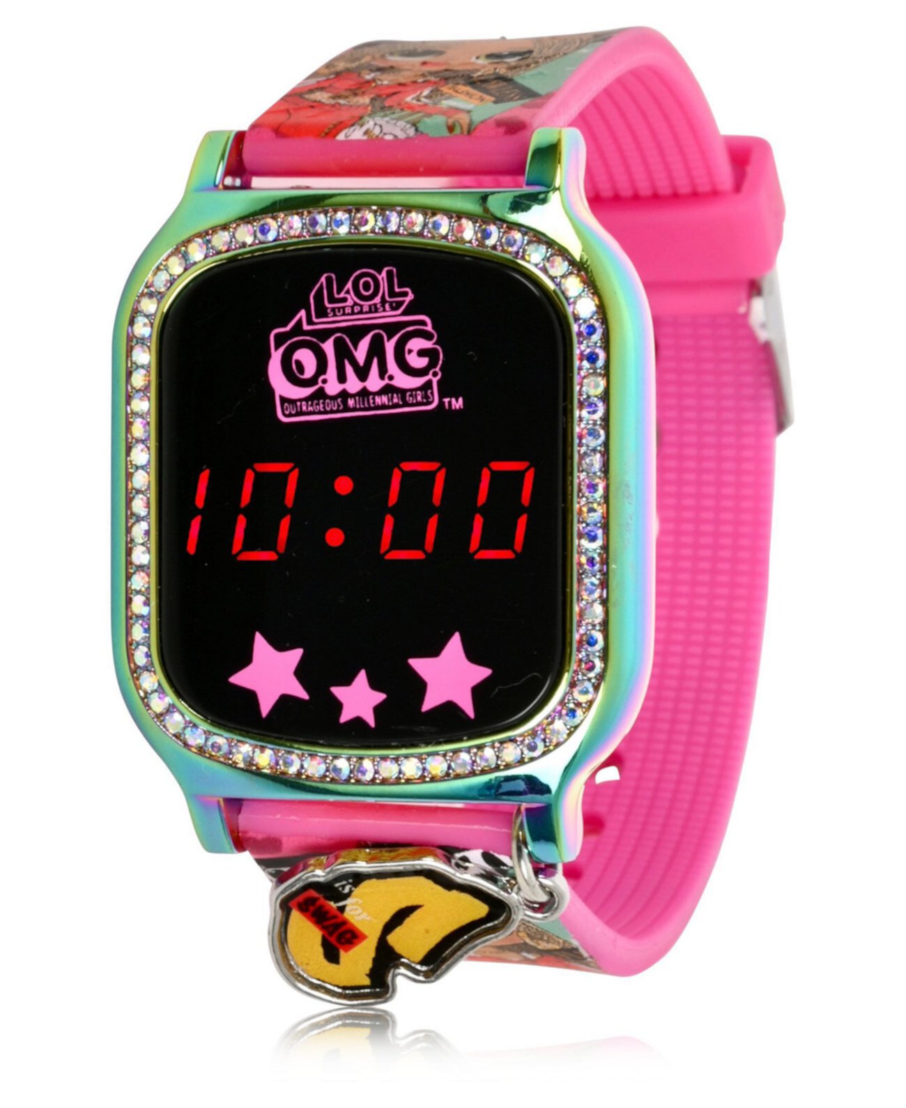 Часы Omg Kid's Touch Screen с розовым силиконовым ремешком и светодиодной подсветкой, с подвеской 36 мм x 33 мм ACCUTIME