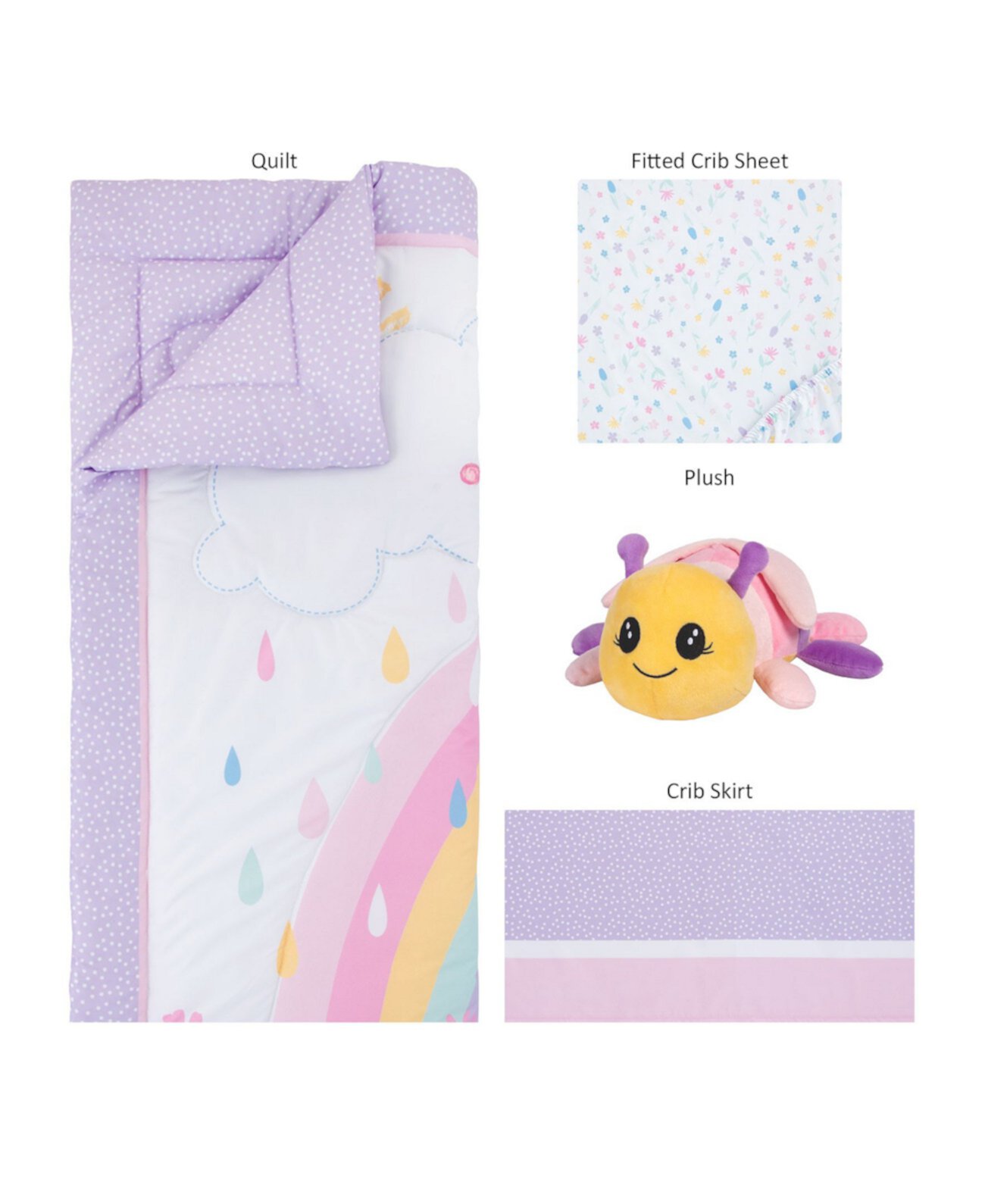 Постельное белье для детской кроватки Rainbow Showers, набор из 4 шт. Trend Lab