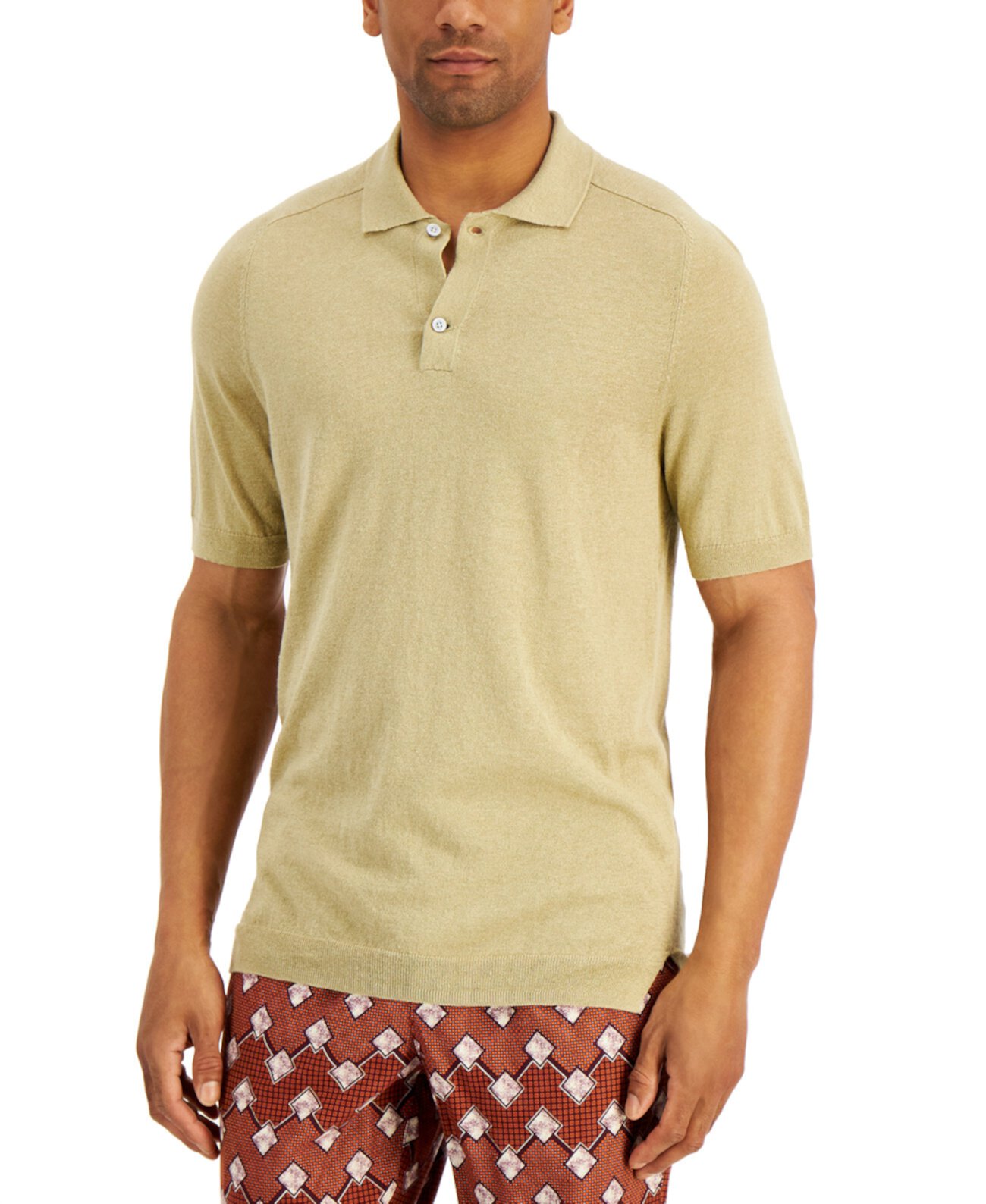 Мужская льняная рубашка-поло трикотажной вязки, созданная для Macy's Tasso Elba