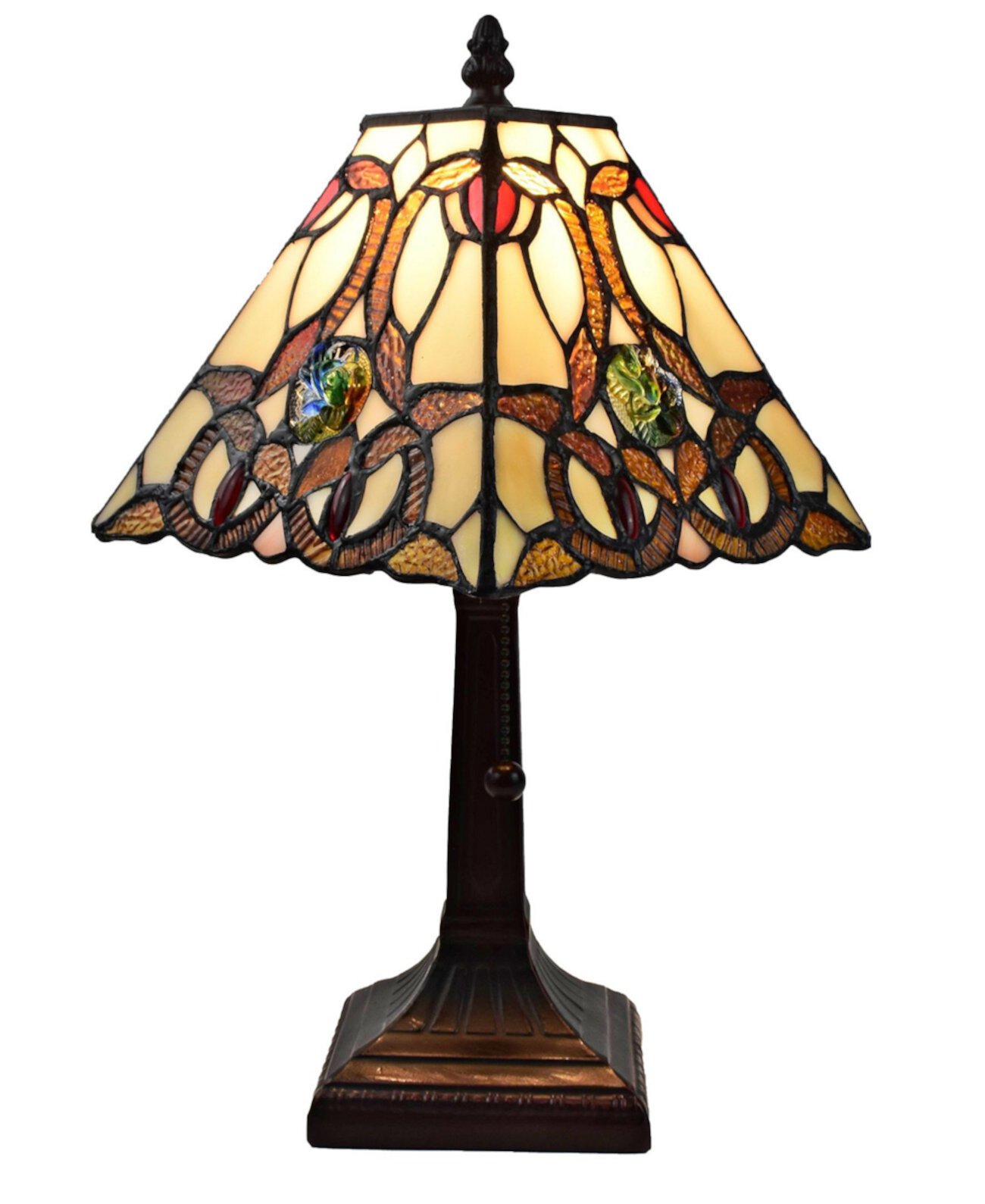 Геометрическая мини-настольная лампа в стиле Тиффани Amora Lighting