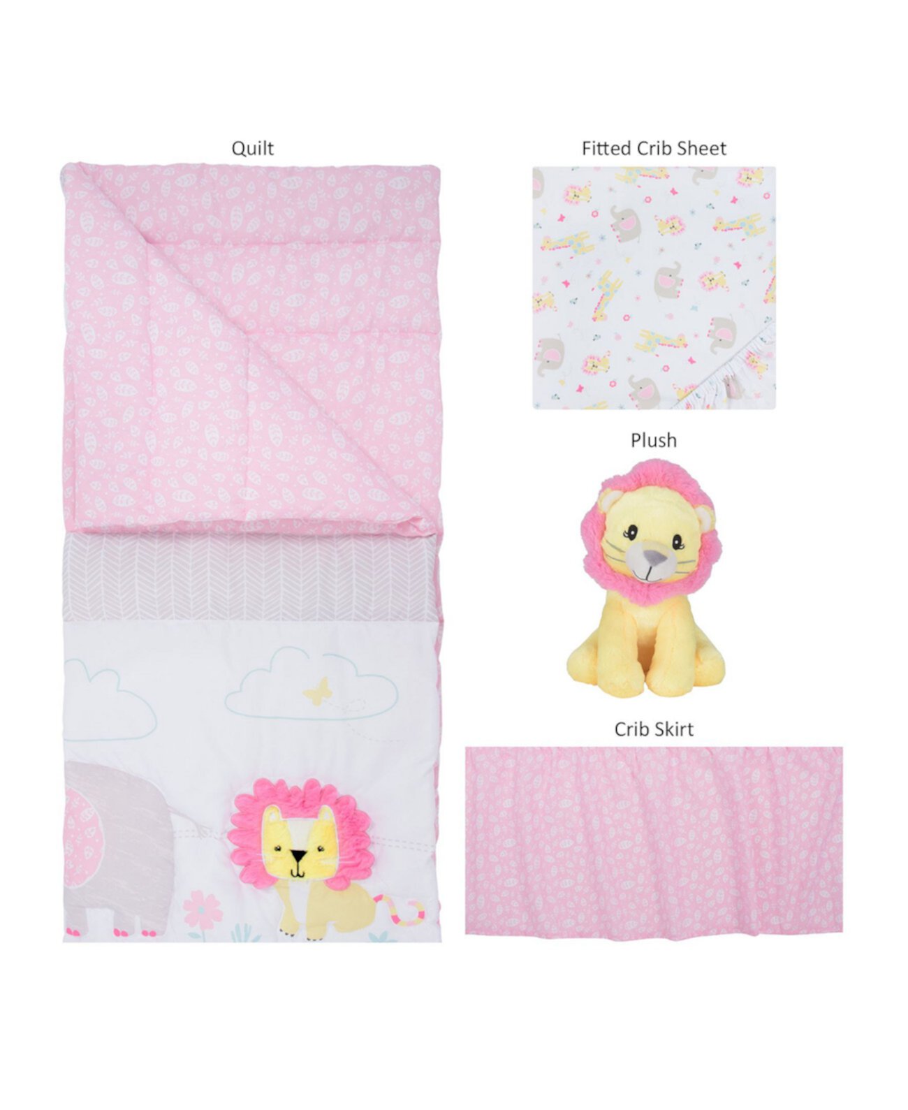Постельное белье для детской кроватки для девочек-джунглей, набор из 4 шт. Trend Lab