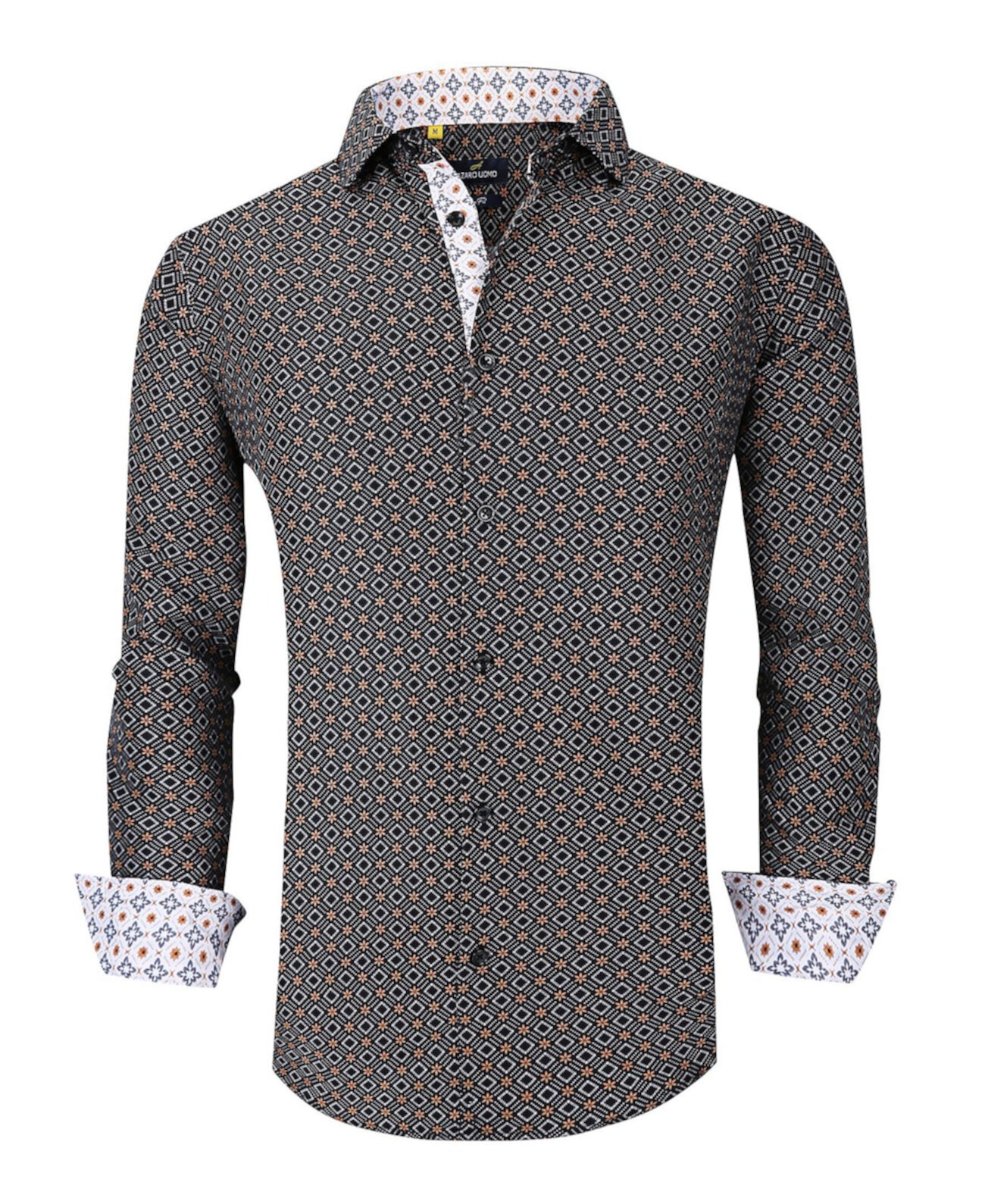 Мужская приталенная деловая классическая рубашка на пуговицах с морским рисунком Azaro Uomo