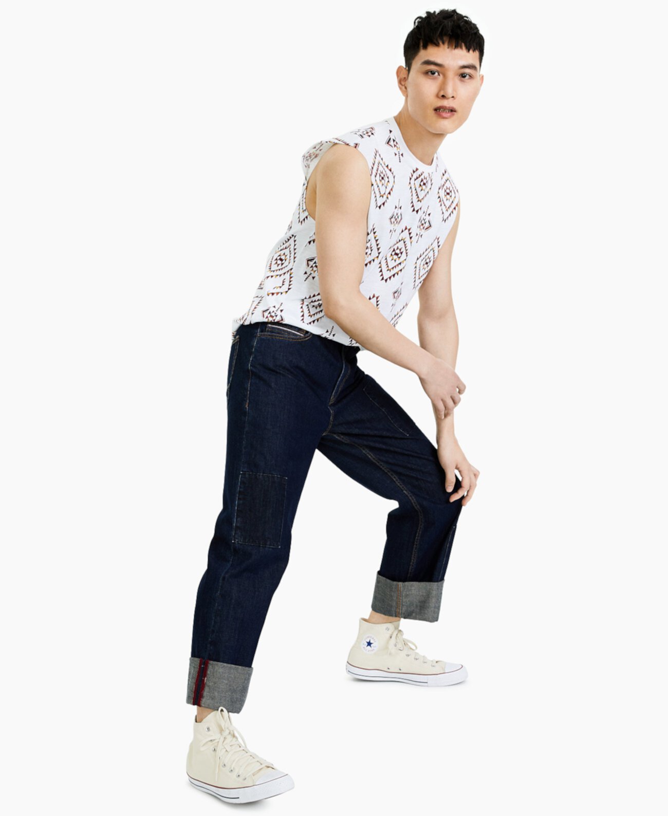 Мужские джинсы Kingsley свободного кроя с заплатками, созданные для Macy's Sun & Stone