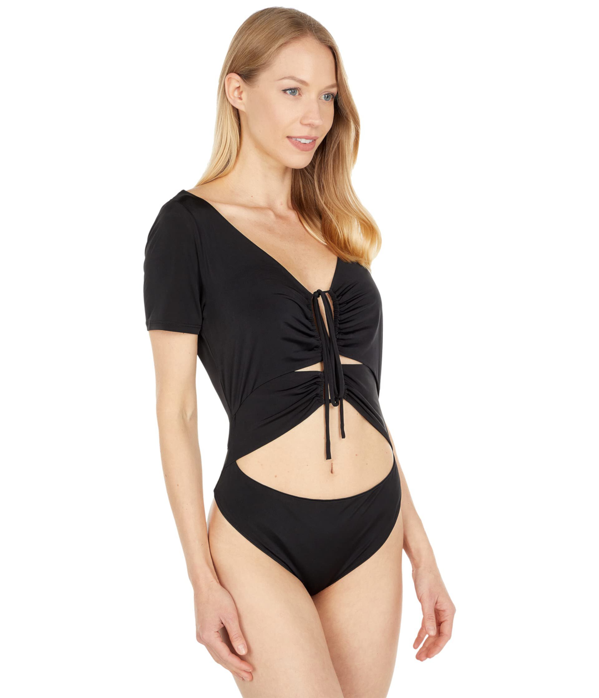 Tie Front Cutout Bodysuit Wayf