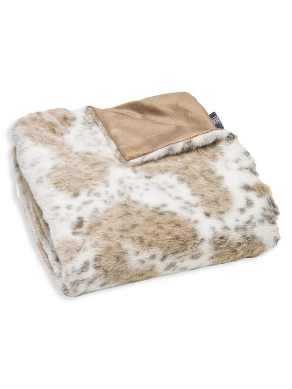 Плед из искусственного меха с принтом Snow Leopard Luxe Faux Fur