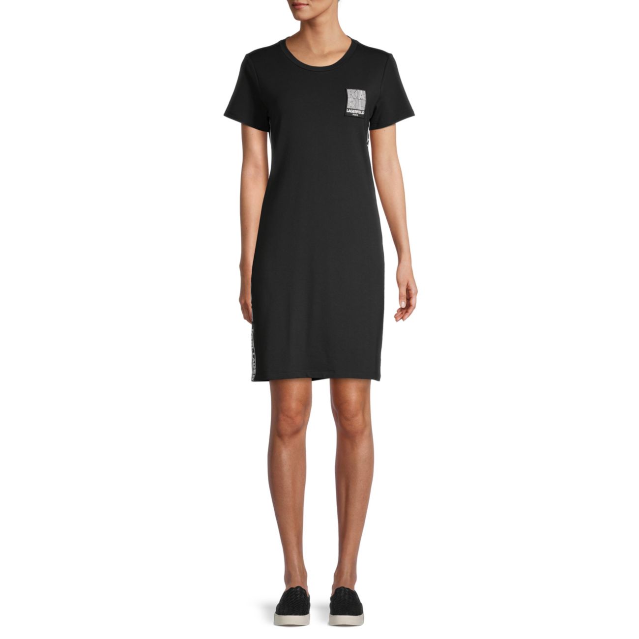 Платье-футболка с логотипом и тесьмой по бокам Karl Lagerfeld Paris