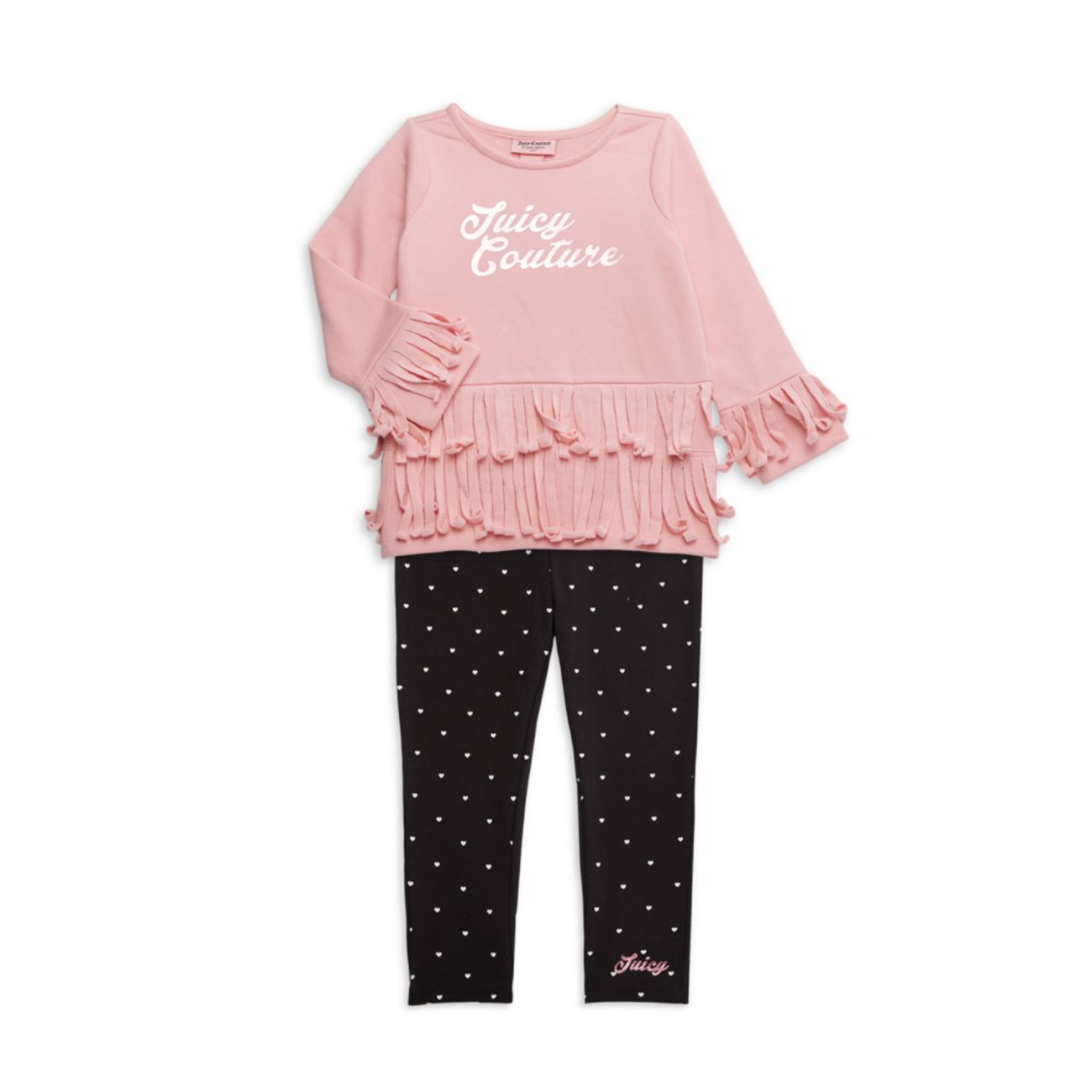 Двухкомпонентный топ Little Girl с бахромой и бахромой; Комплект леггинсов Juicy Couture