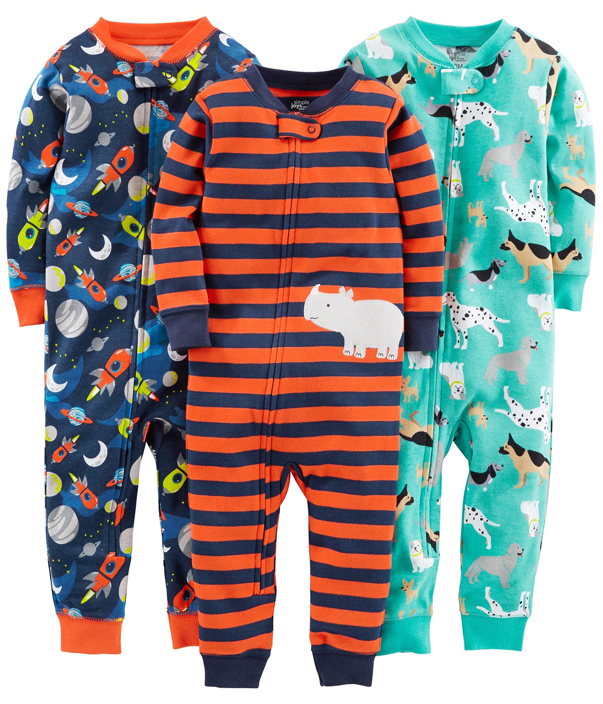 3 пары хлопковых пижам плотного кроя без ног (для младенцев) Simple Joys by Carter's