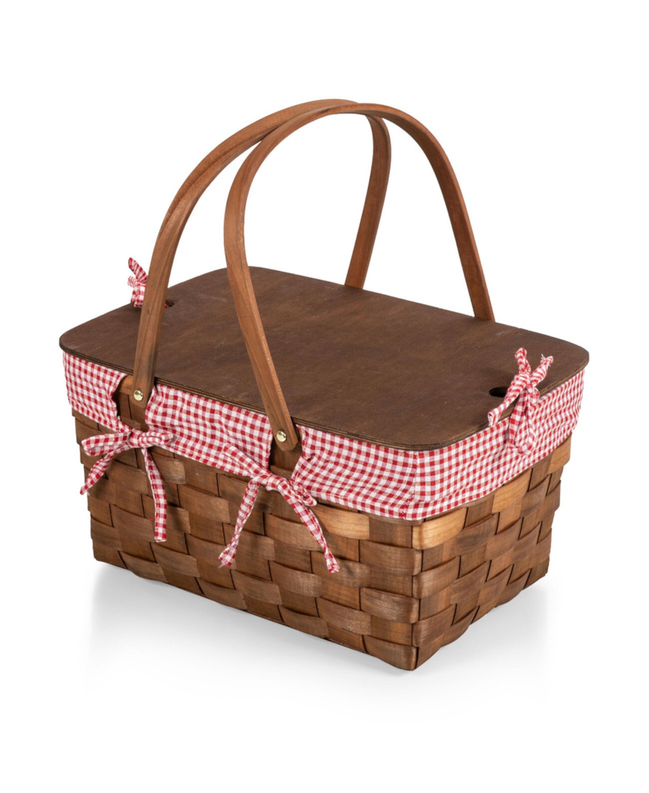 Плетёная деревянная корзина для пикника с подкладкой, 45.7 x 30.5 x 24.9 см Picnic Time