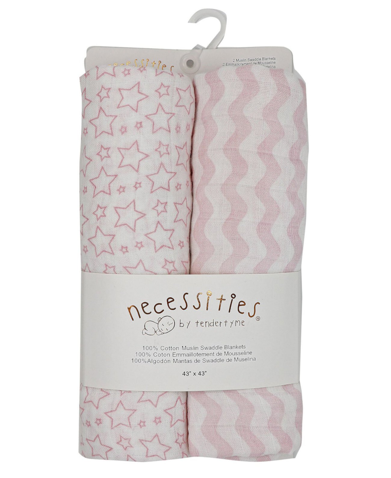Муслиновые пеленки для маленьких девочек Stars Waves, упаковка из 2 шт. Tendertyme