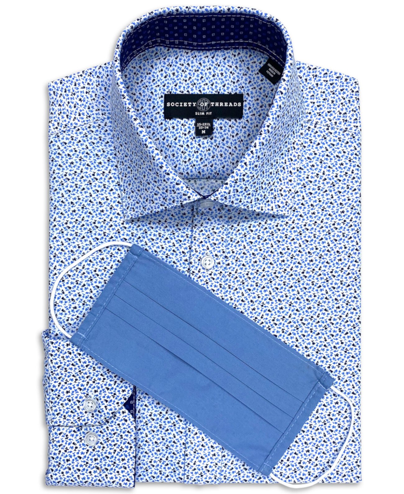 Мужская приталенная классическая рубашка с цветочным принтом без железа Society of Threads