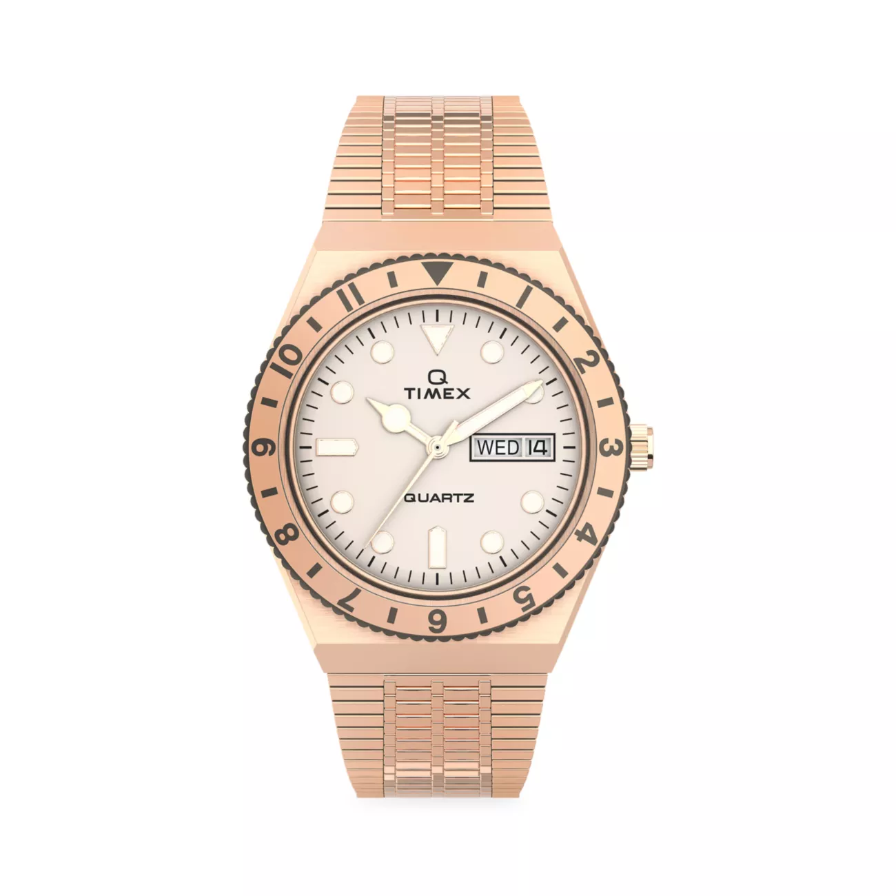 Часы Q Timex из нержавеющей стали с браслетом цвета розового золота Timex