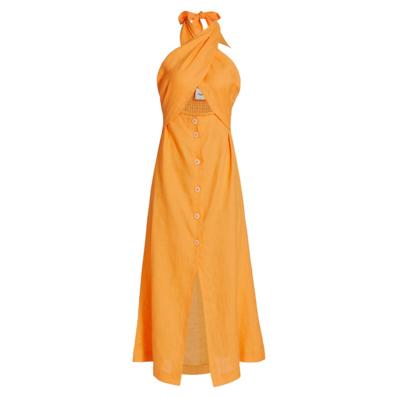 Платье Soffio из льна с лямкой на шее Nanushka