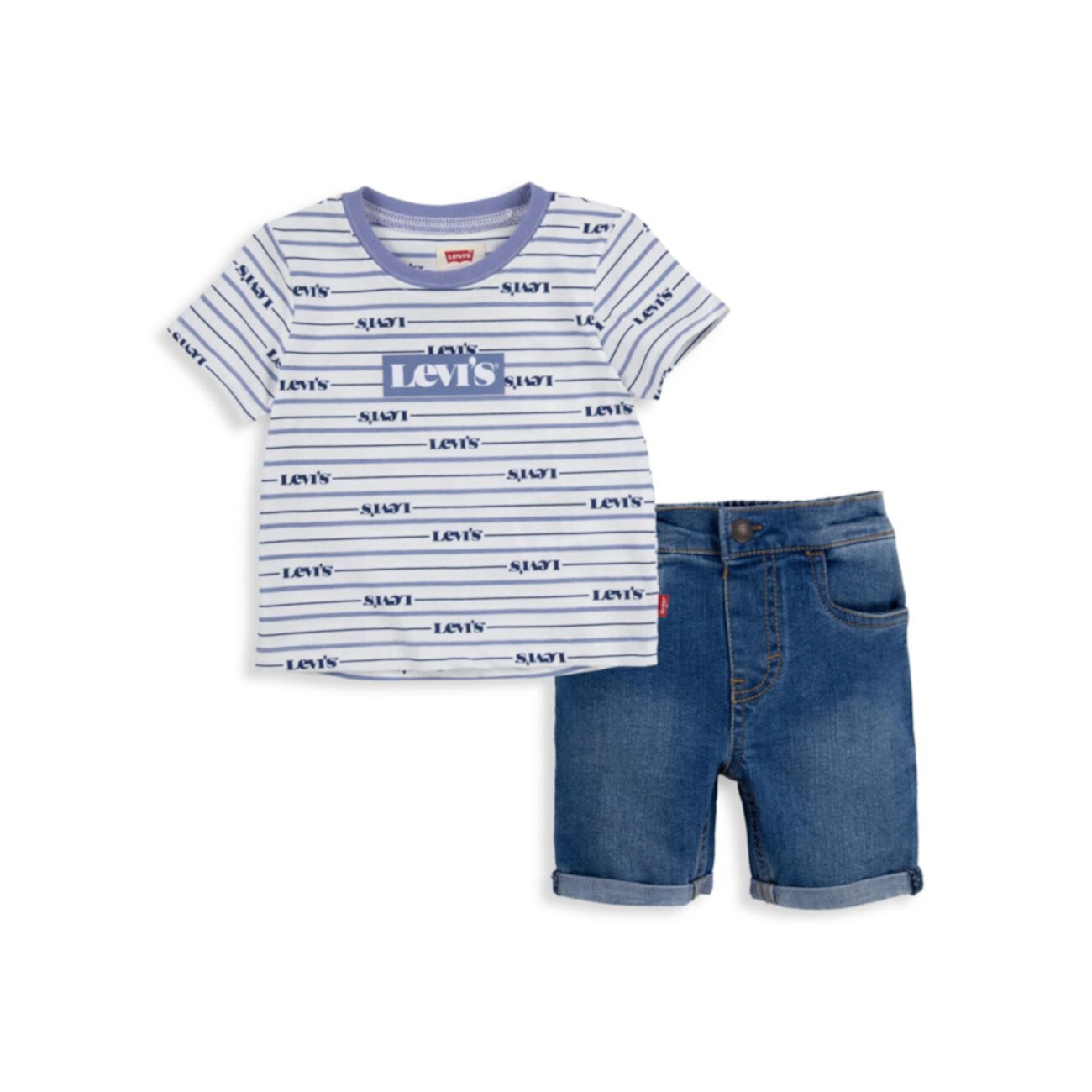 Футболка с короткими рукавами для маленьких мальчиков и & amp; Комплект джинсовых шорт Levi's®