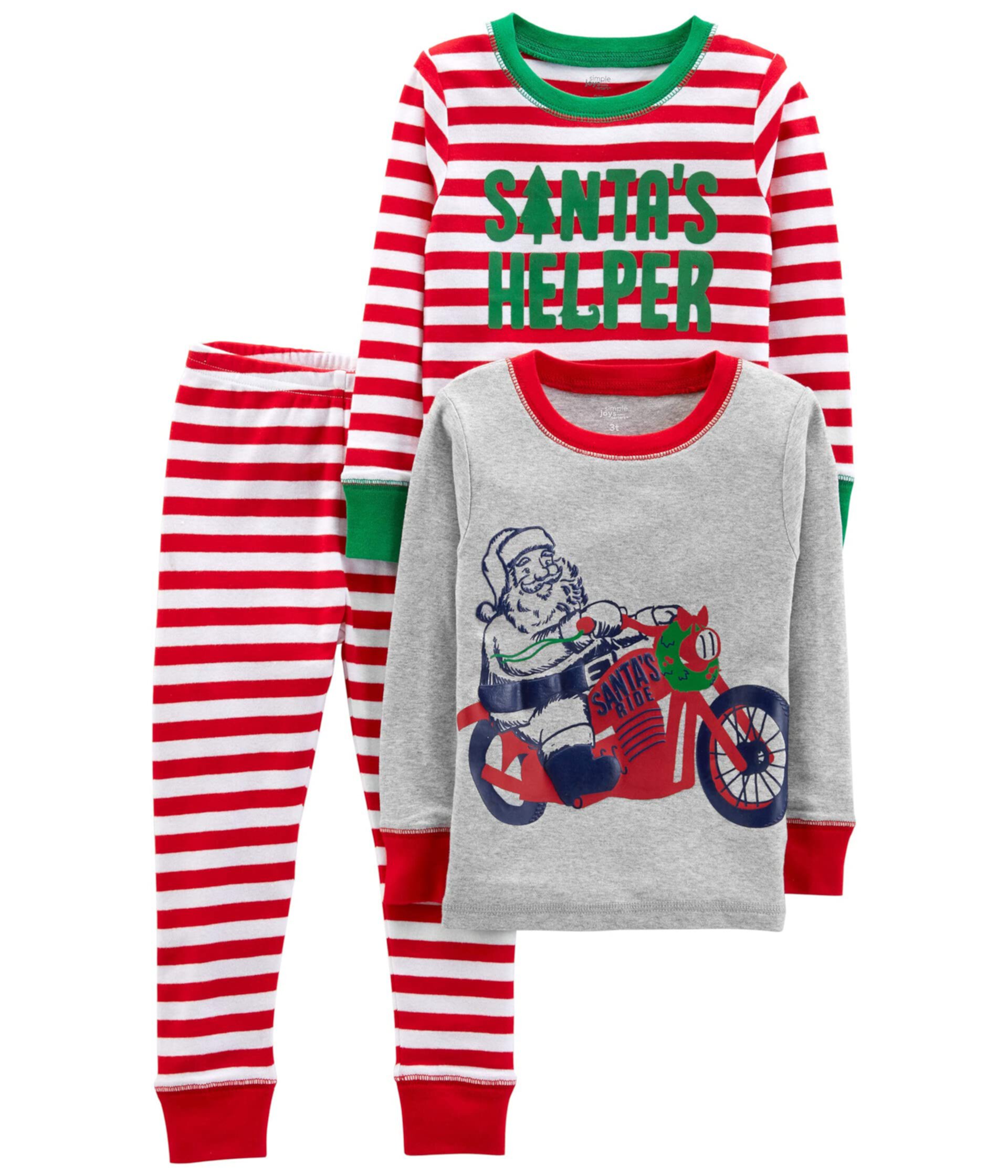 Рождественский пижамный комплект из трех частей из хлопка (для маленьких и больших детей) Simple Joys by Carter's