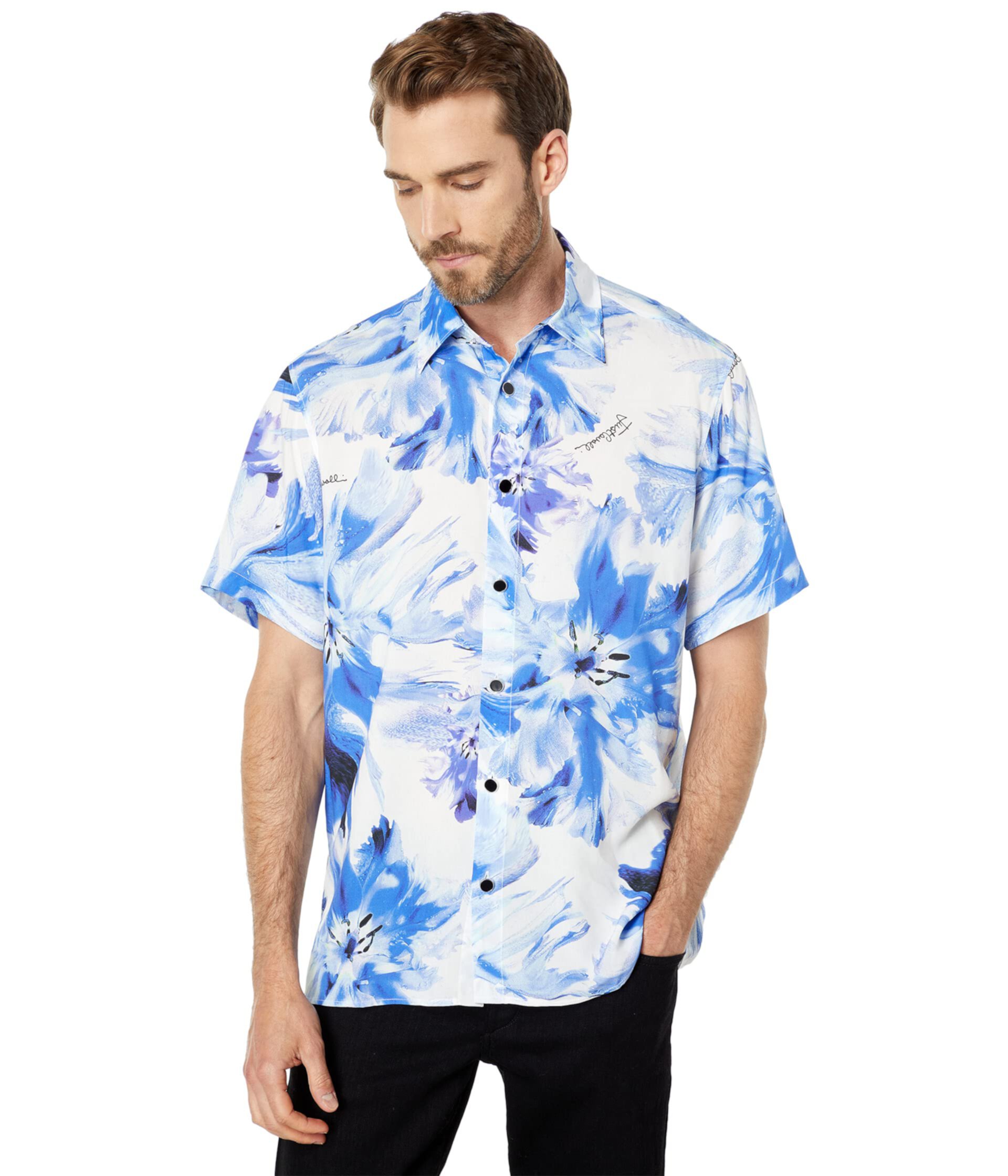 Рубашка с цветочным принтом Tie-Dye Just Cavalli