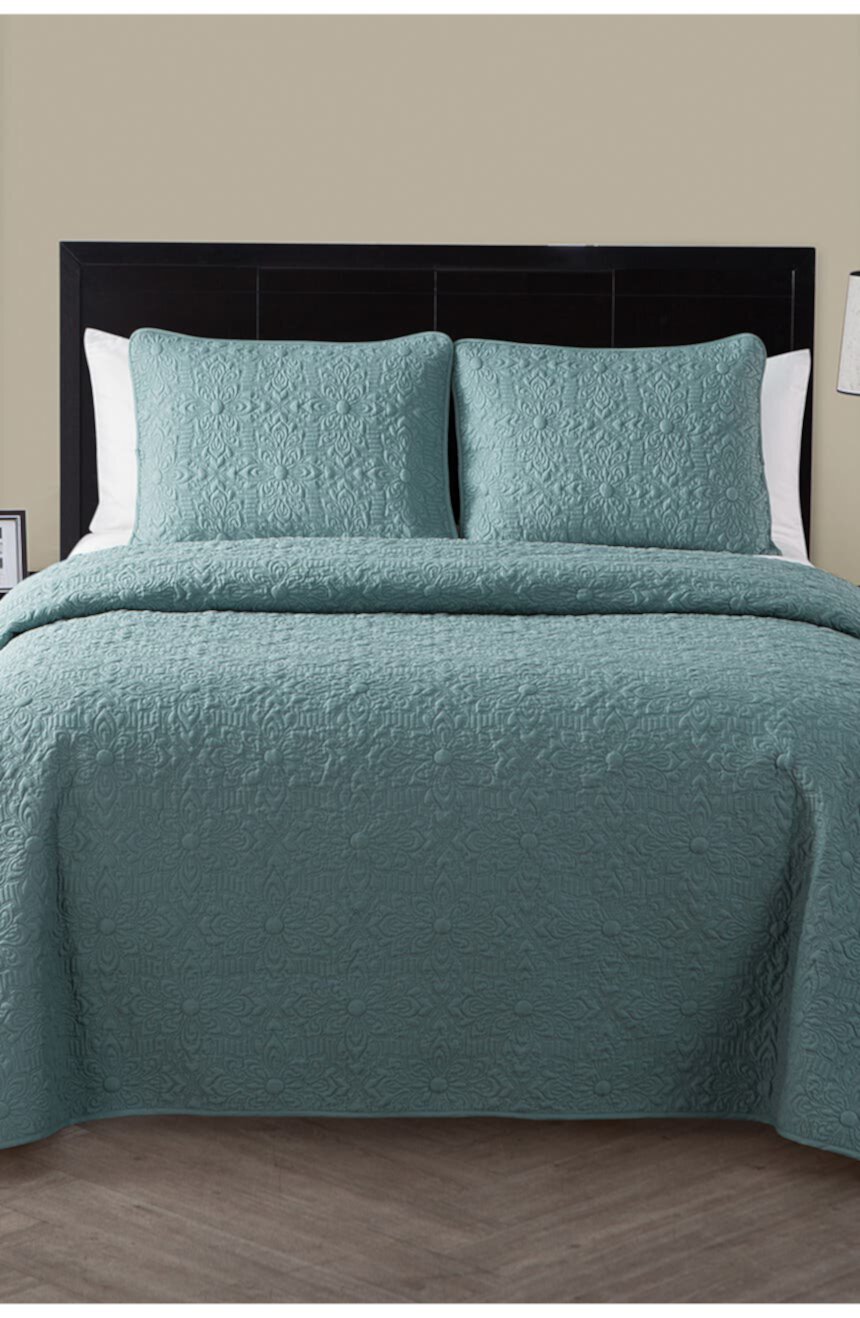 Комплект стеганого одеяла с тисненым цветочным рисунком Кэролайн - King VCNY HOME