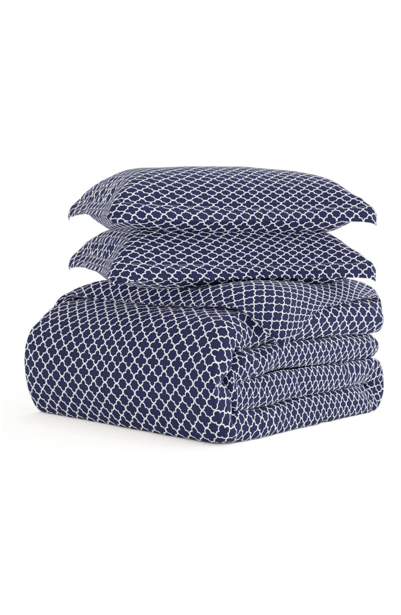 Home Spun Premium Ultra Soft Quadrafoil Pattern 3-Piece Duvet Cover King Set - Темно-синий IENJOY HOME