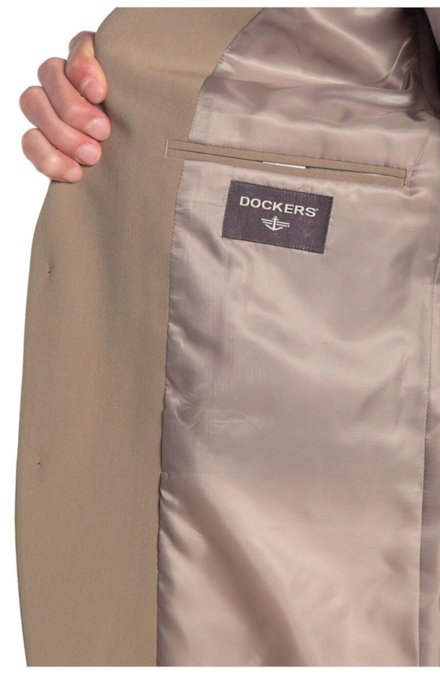 Tan Solid Two Button Notch Lapel Suit Dockers