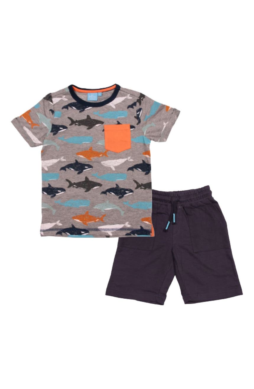 Комплект из двух футболок и шорт с принтом китов BEAR CAMP