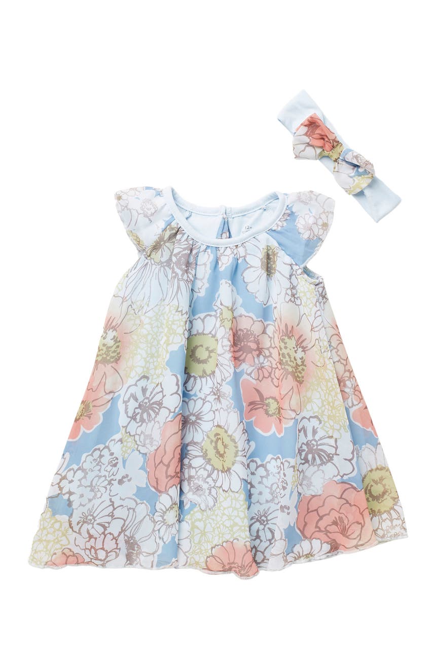 Шифоновое платье с цветочным принтом и повязка на голову Baby Starters