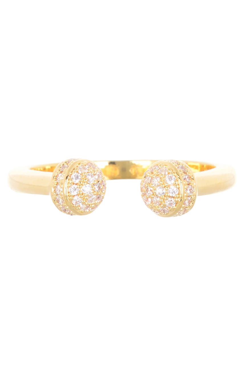 Открытое кольцо с паве из 18-каратного золота с покрытием CZ - Размер 8 Rivka Friedman