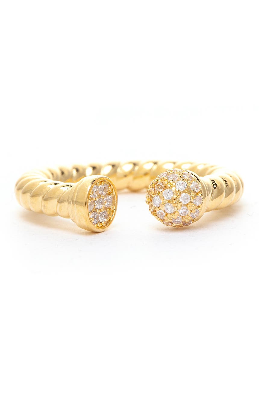 Витое кольцо с торцевой крышкой из 18-каратного золота с паве и CZ - размер 7 Rivka Friedman