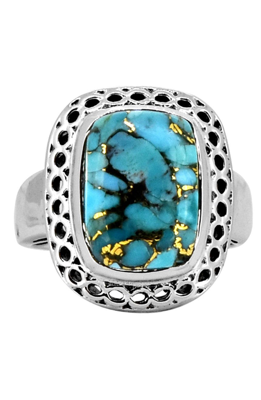 Кольцо из стерлингового серебра с синей медной бирюзой Nitya