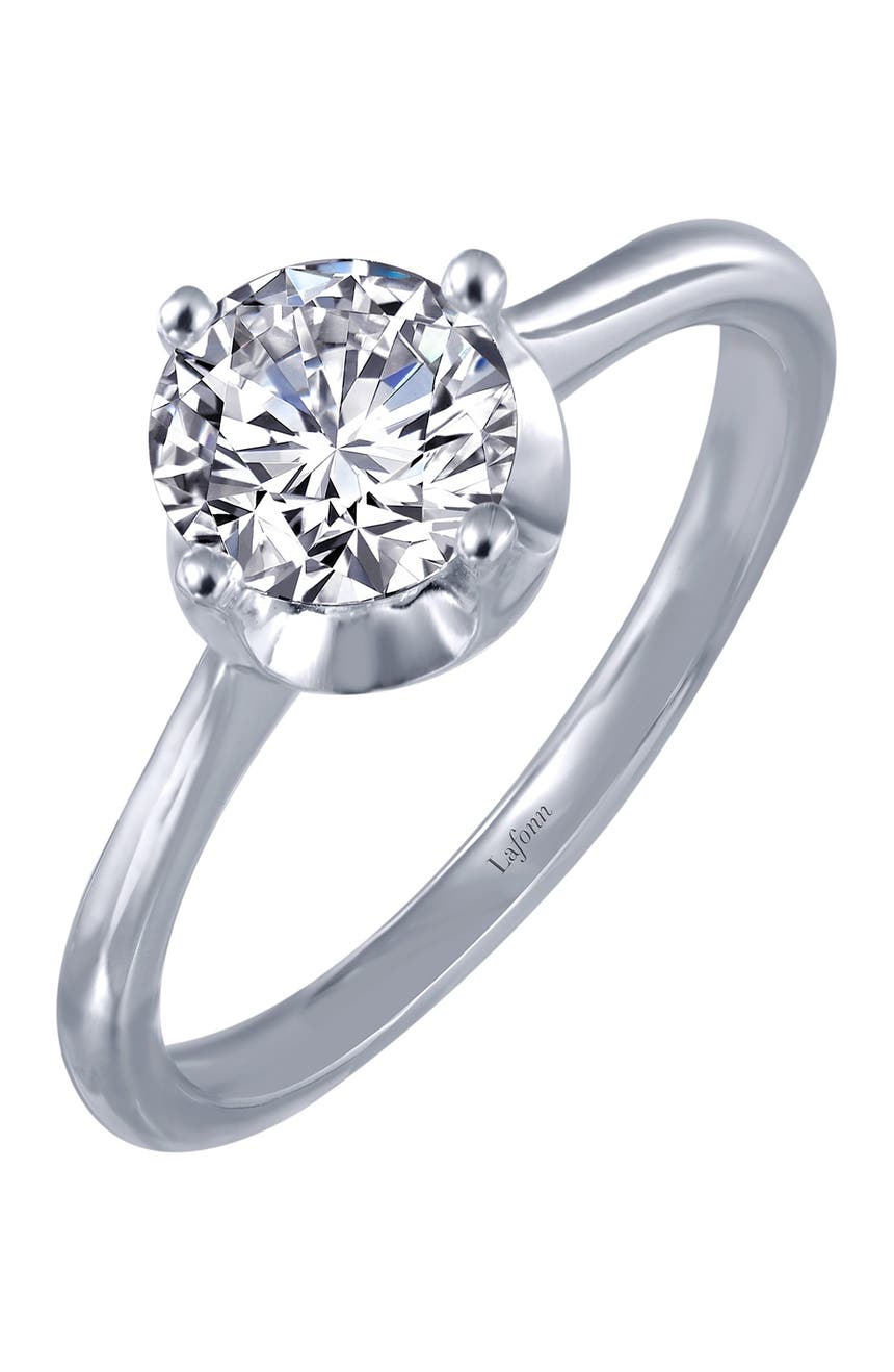 Помолвочное кольцо-солитер с имитацией бриллианта из стерлингового серебра с платиновым покрытием и круглой огранкой LaFonn