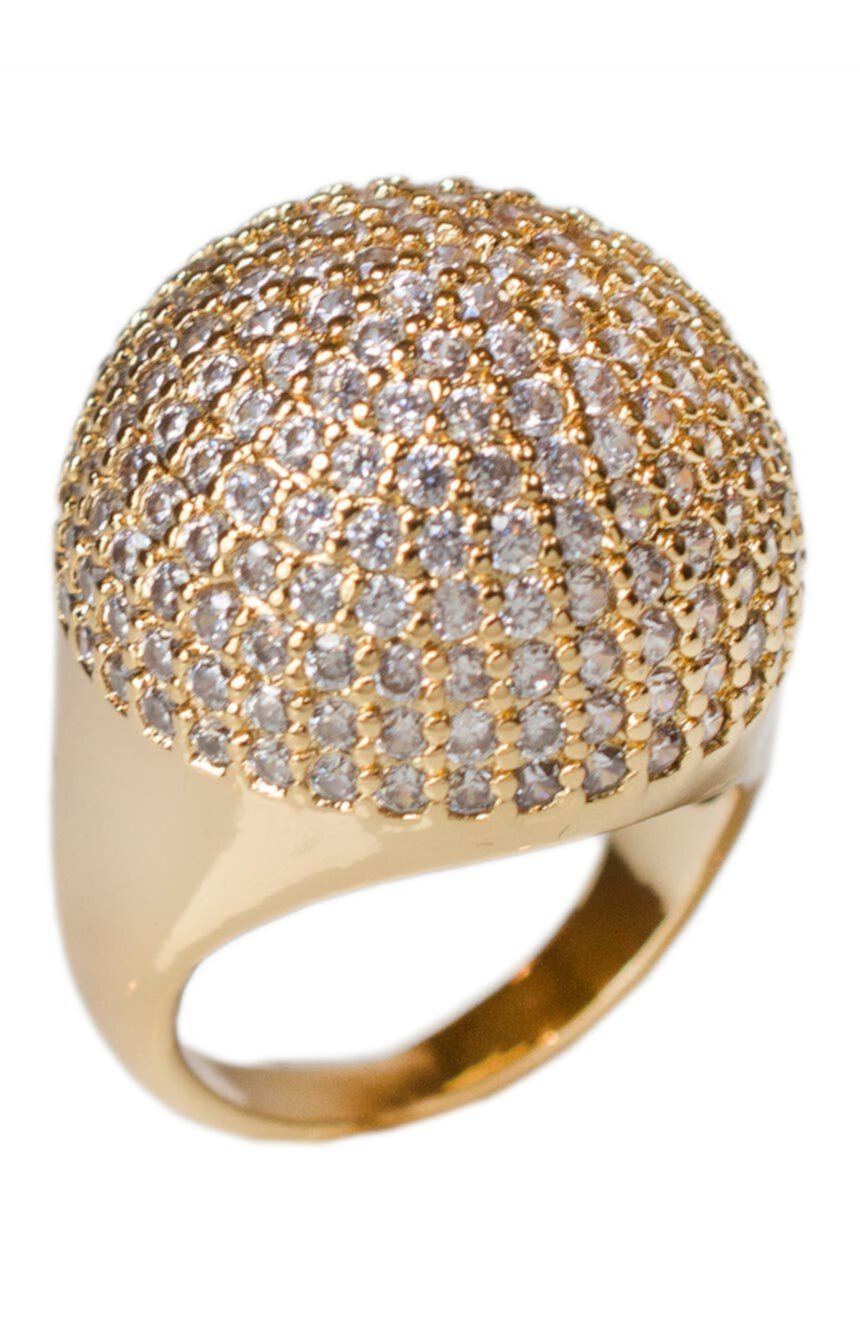 Позолоченное 14-каратное куполообразное кольцо Micro Pave CZ с покрытием из серебра CZ By Kenneth Jay Lane