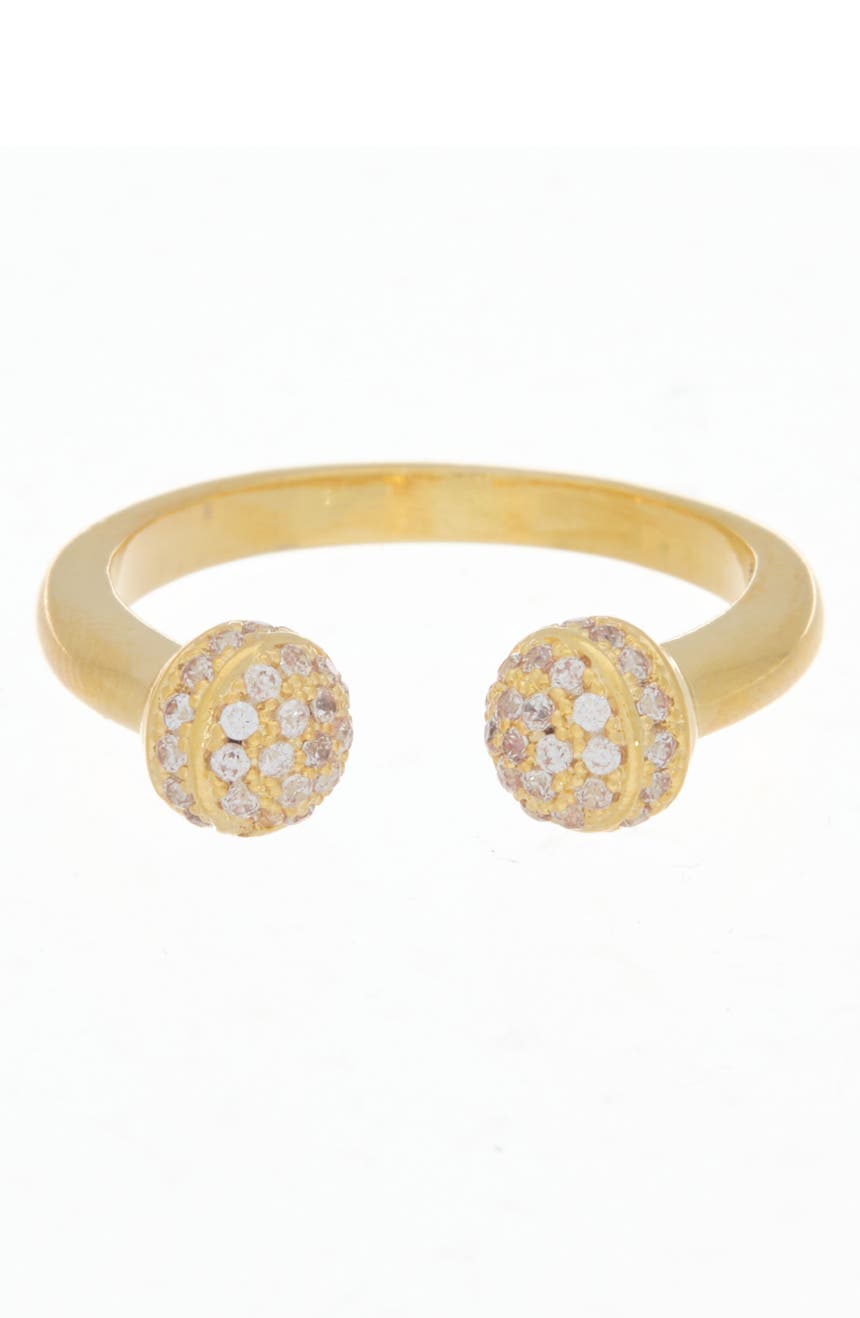 Открытое кольцо торцевой крышки из 18-каратного золота с покрытием из CZ - Размер 6 Rivka Friedman