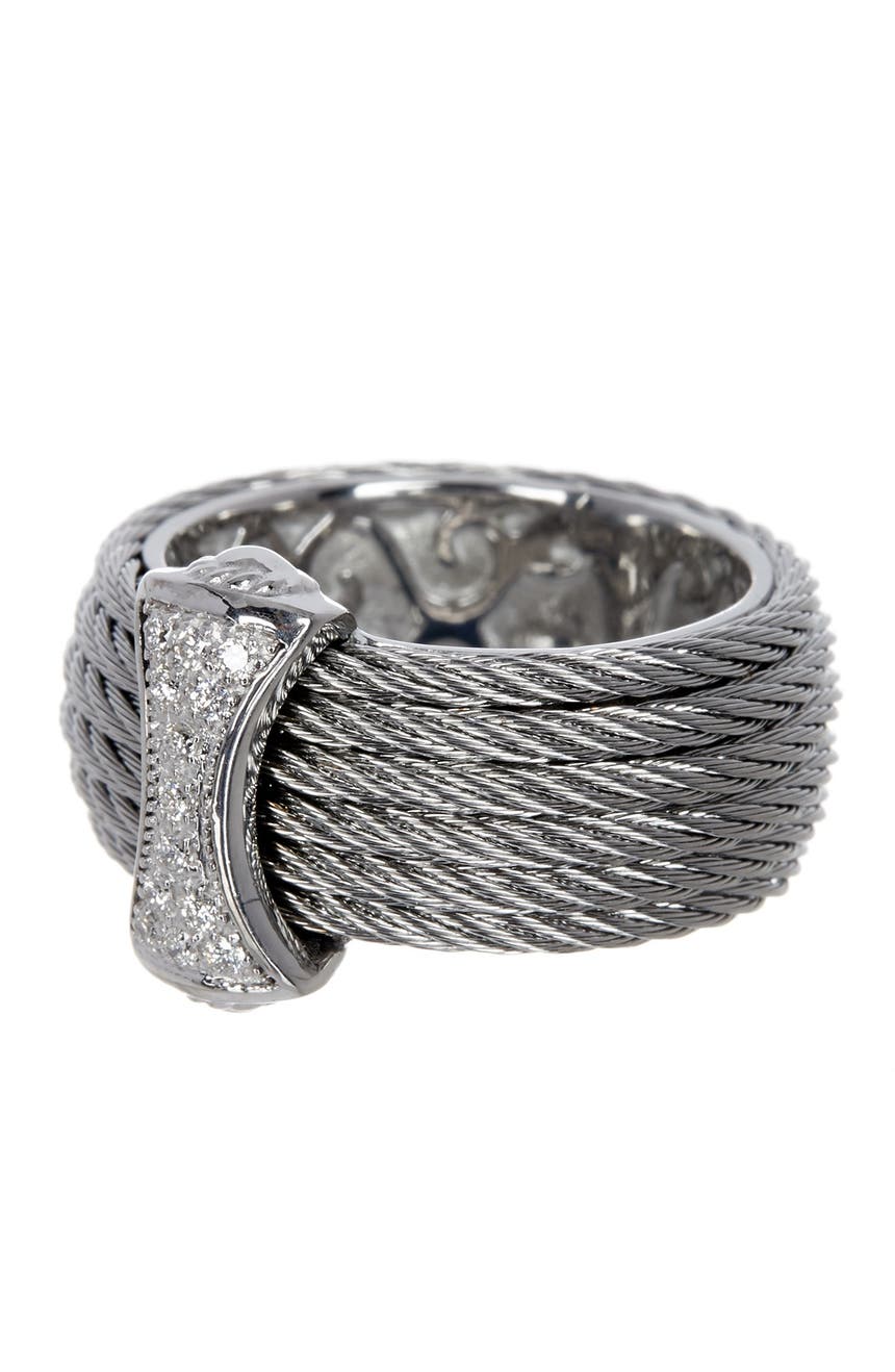 Кольцо с бриллиантами CBL из белого золота 18 карат, нержавеющей стали и серого цвета - 0,12 карата ALOR