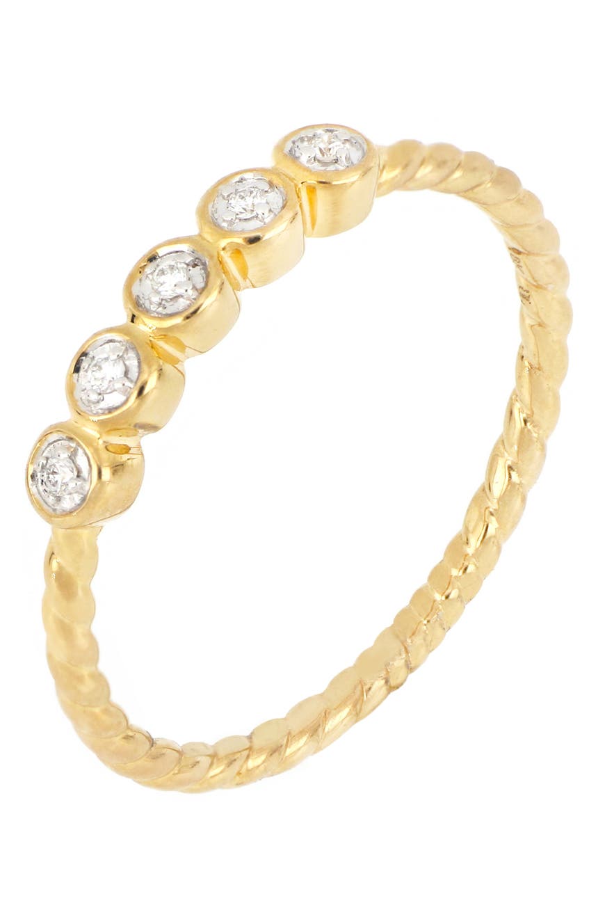 Ободок из 18-каратного желтого золота с бриллиантами - твист-кольцо - 0,05 карата Bony Levy
