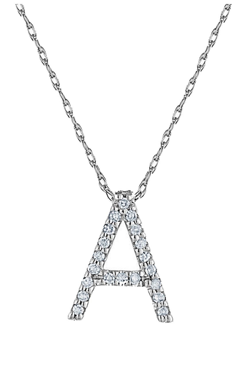Ожерелье с подвеской в виде буквы из белого золота с бриллиантами и 14 карат - 0.10ctw Suzy Levian