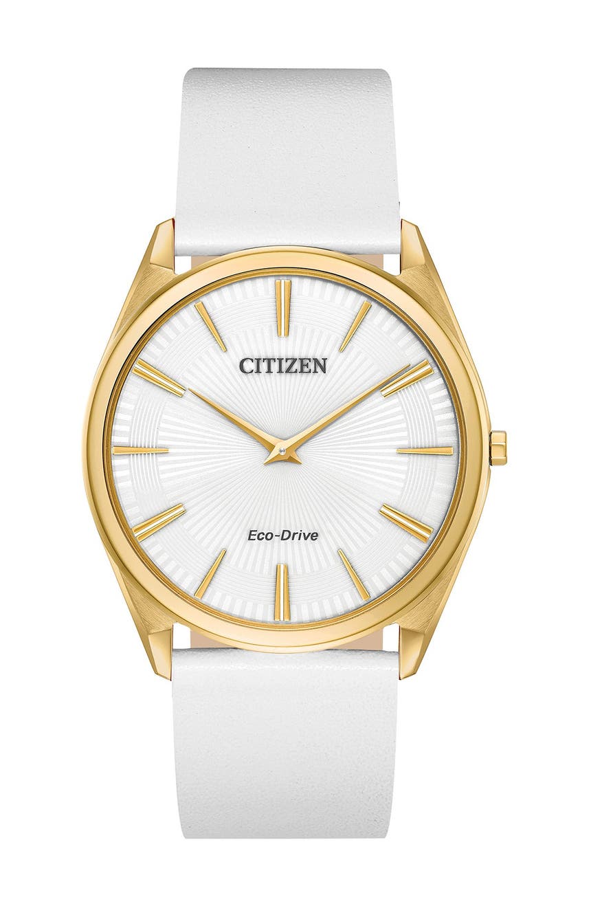 Женские часы Stiletto Eco-Drive с золотым белым циферблатом из нержавеющей стали, 39 мм Citizen