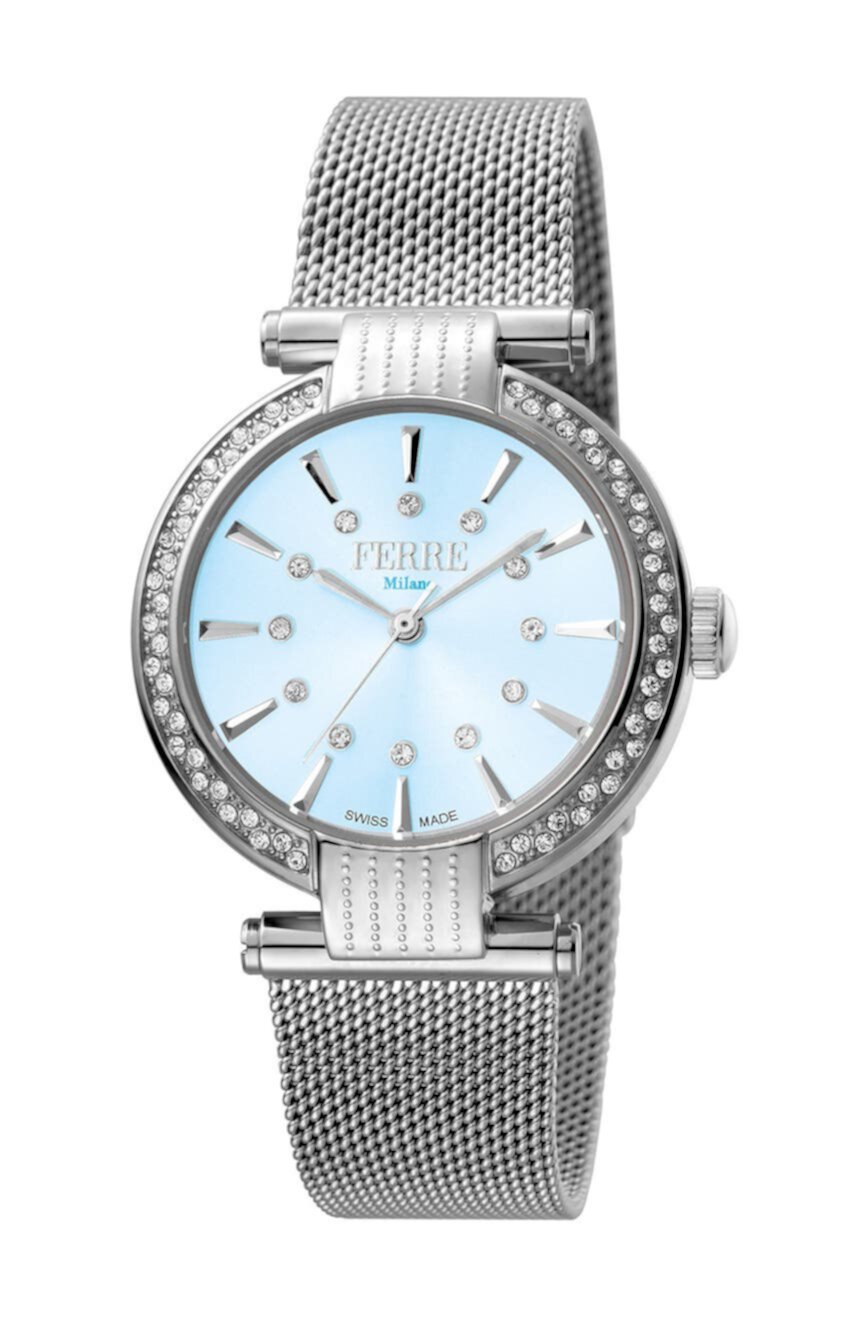 Женские часы Ronda 763E, украшенные кристаллами, манжета, 34 мм Ferre Milano