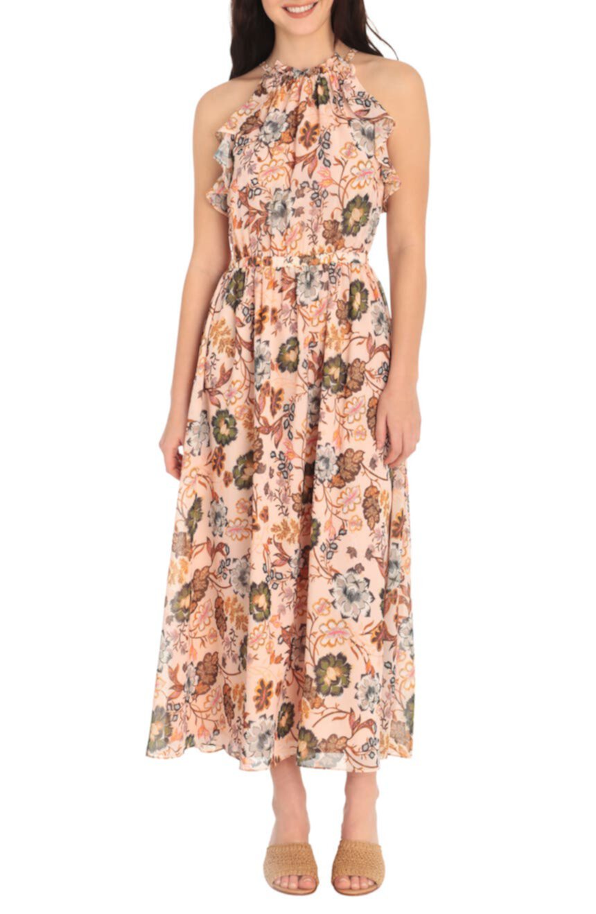Макси-платье с цветочным принтом на шее Maggy London