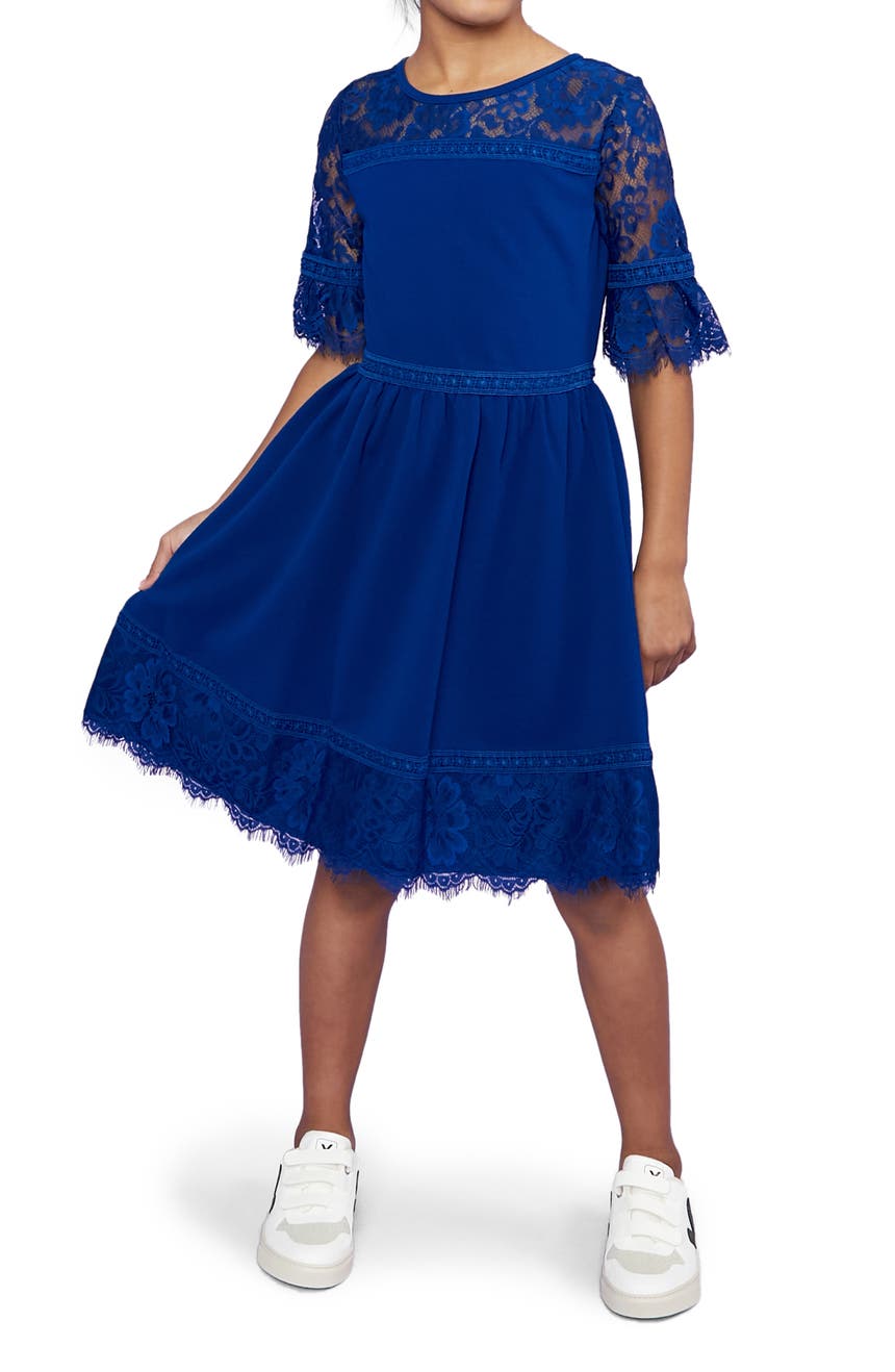 Трикотажное платье с плиссированной текстурой и кружевом Blush by Us Angels